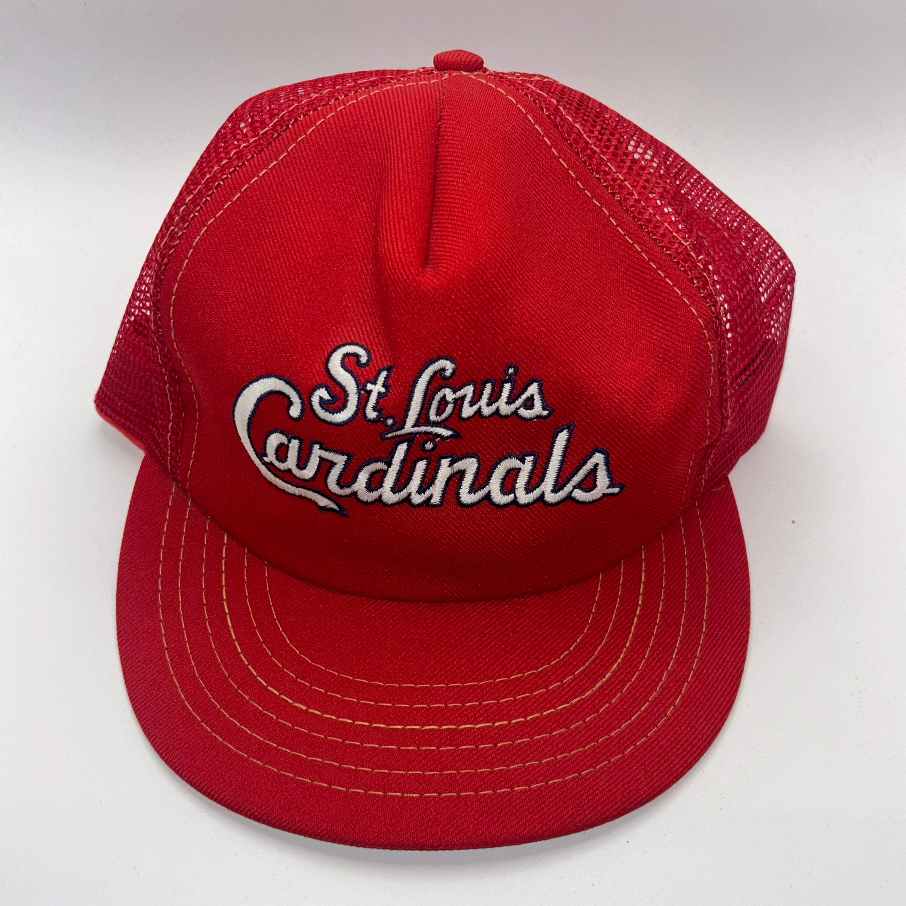 Vintage St.Louis Cardinals MLB STL Red Script Trucker Mesh Annco Snapback Hat