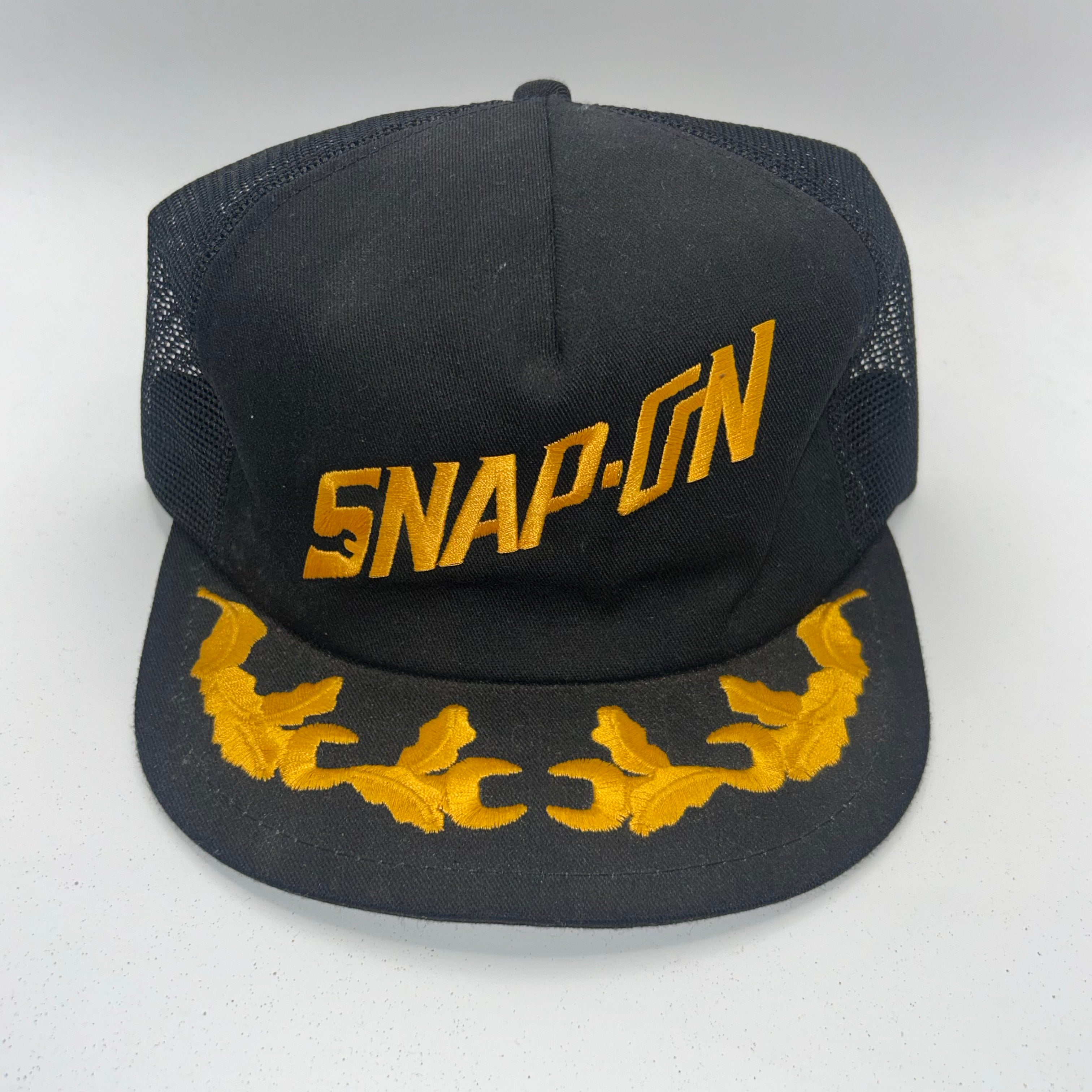 Vintage Snap On Tools Scrambled Eggs Black Mesh Trucker Snapback Hat