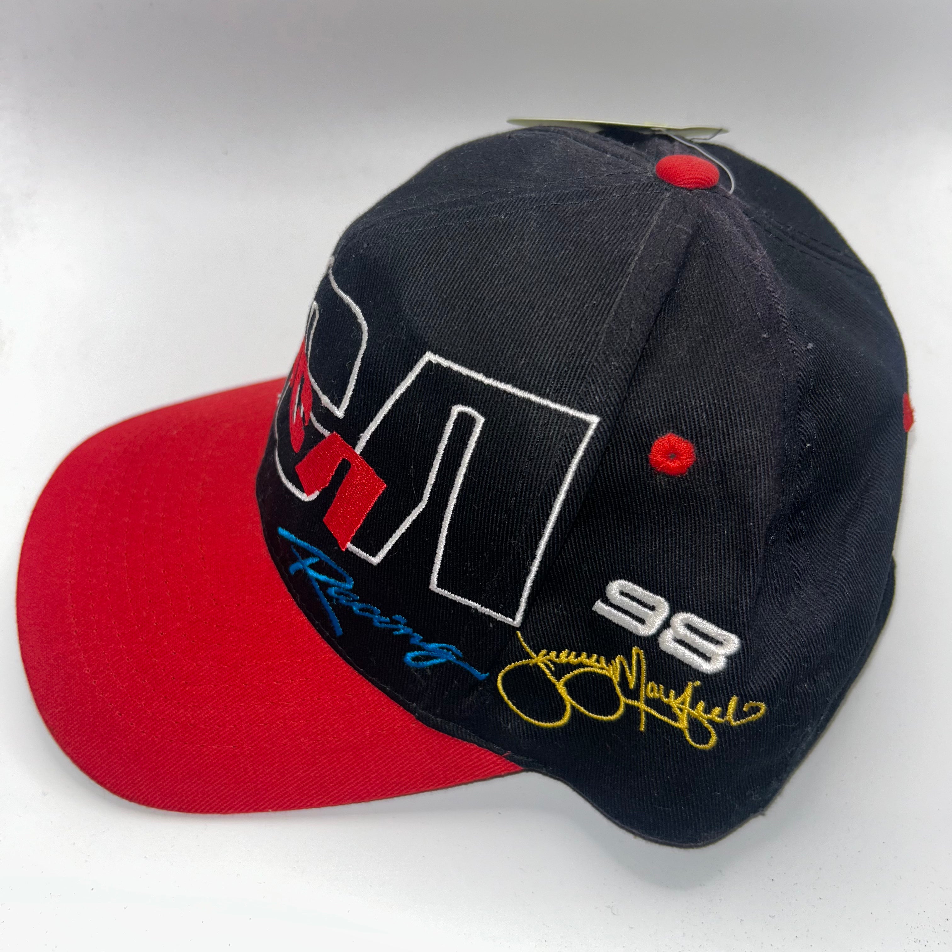 Vintage RCA Racing NASCAR Jeremey Mayfield 98 Beware of Dogs Black Red Snapback Hat