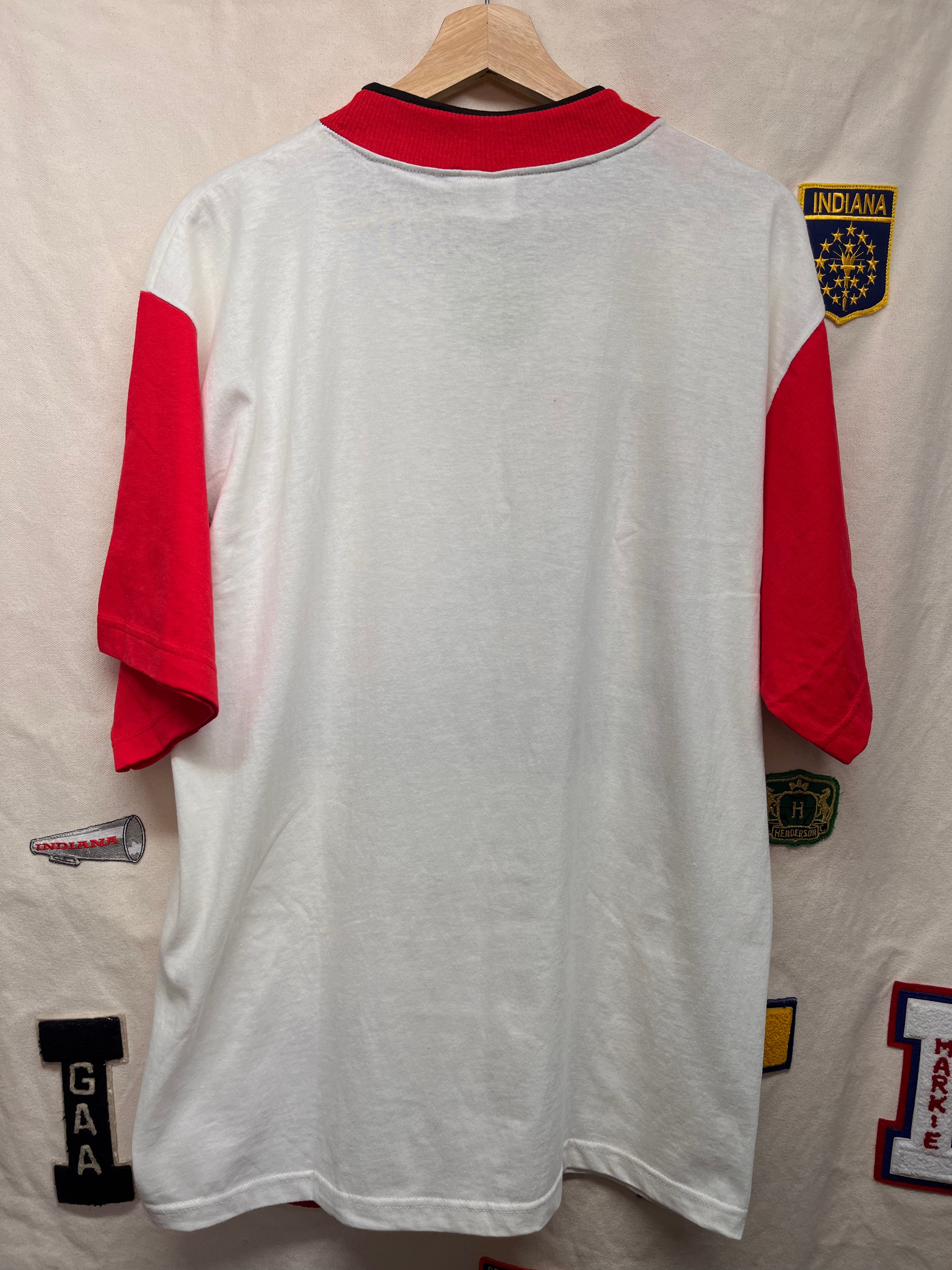 Vintage Indiana Hoosiers Red White Colorblock T-Shirt: Large