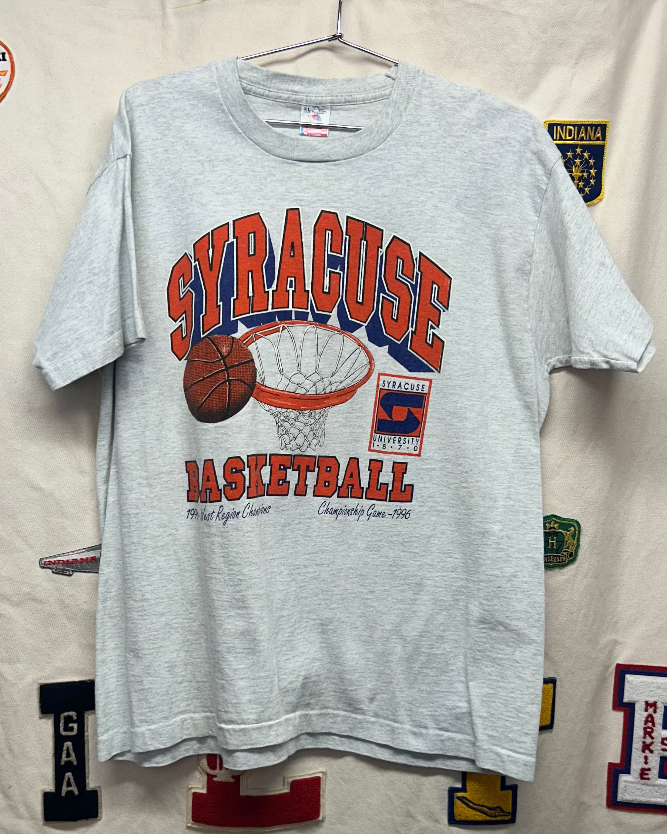 Vintage Syracuse Basketball '96 Championship Grey T-Shirt: XL