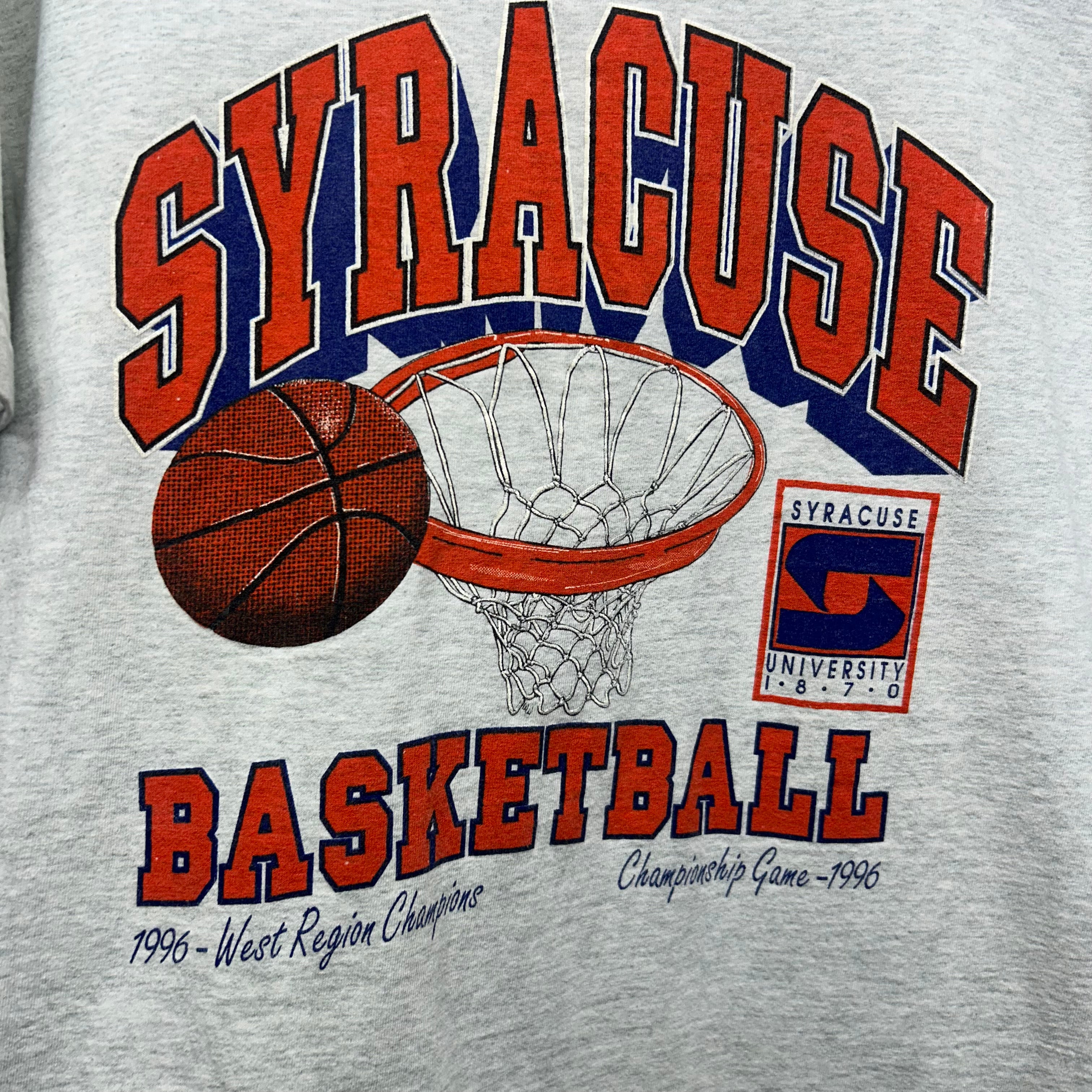 Vintage Syracuse Basketball '96 Championship Grey T-Shirt: XL
