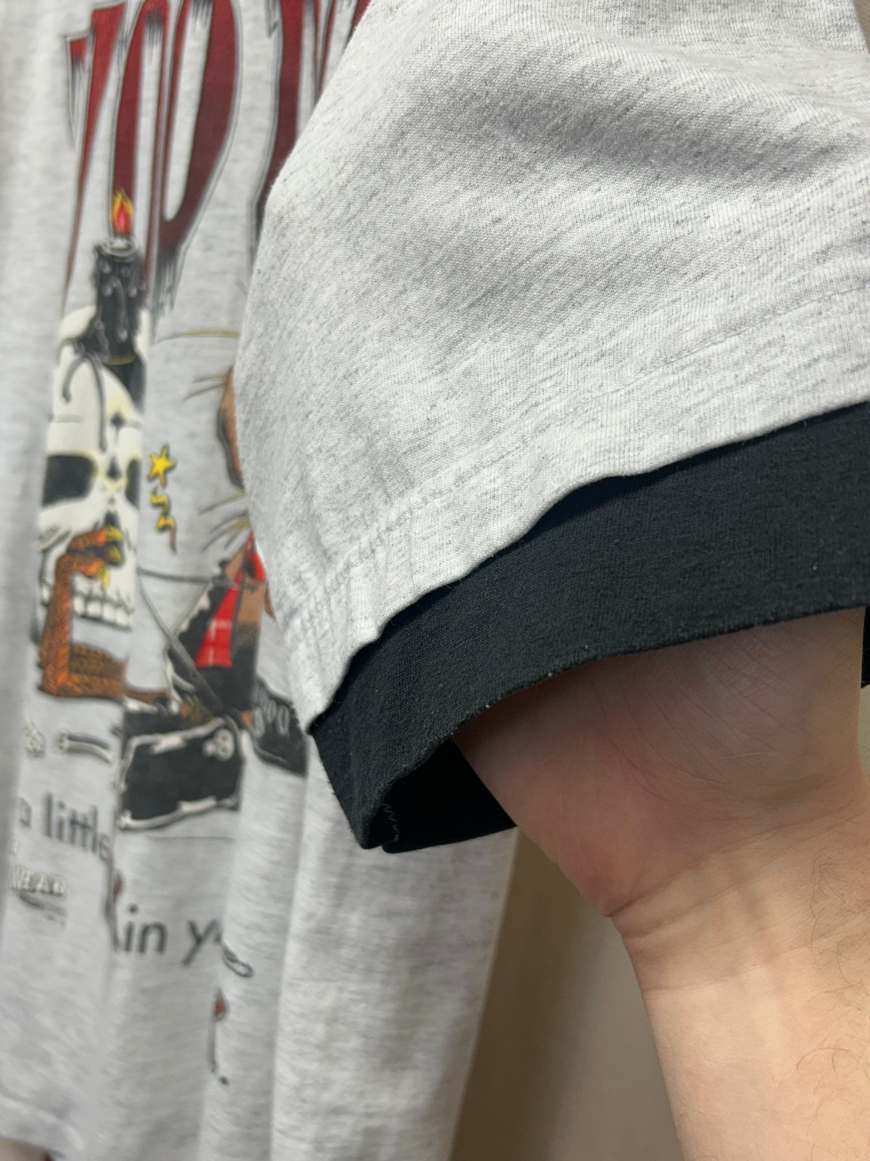 Vintage 90's New Orleans Voodoo Rubbers Gray Ringer T-Shirt: L