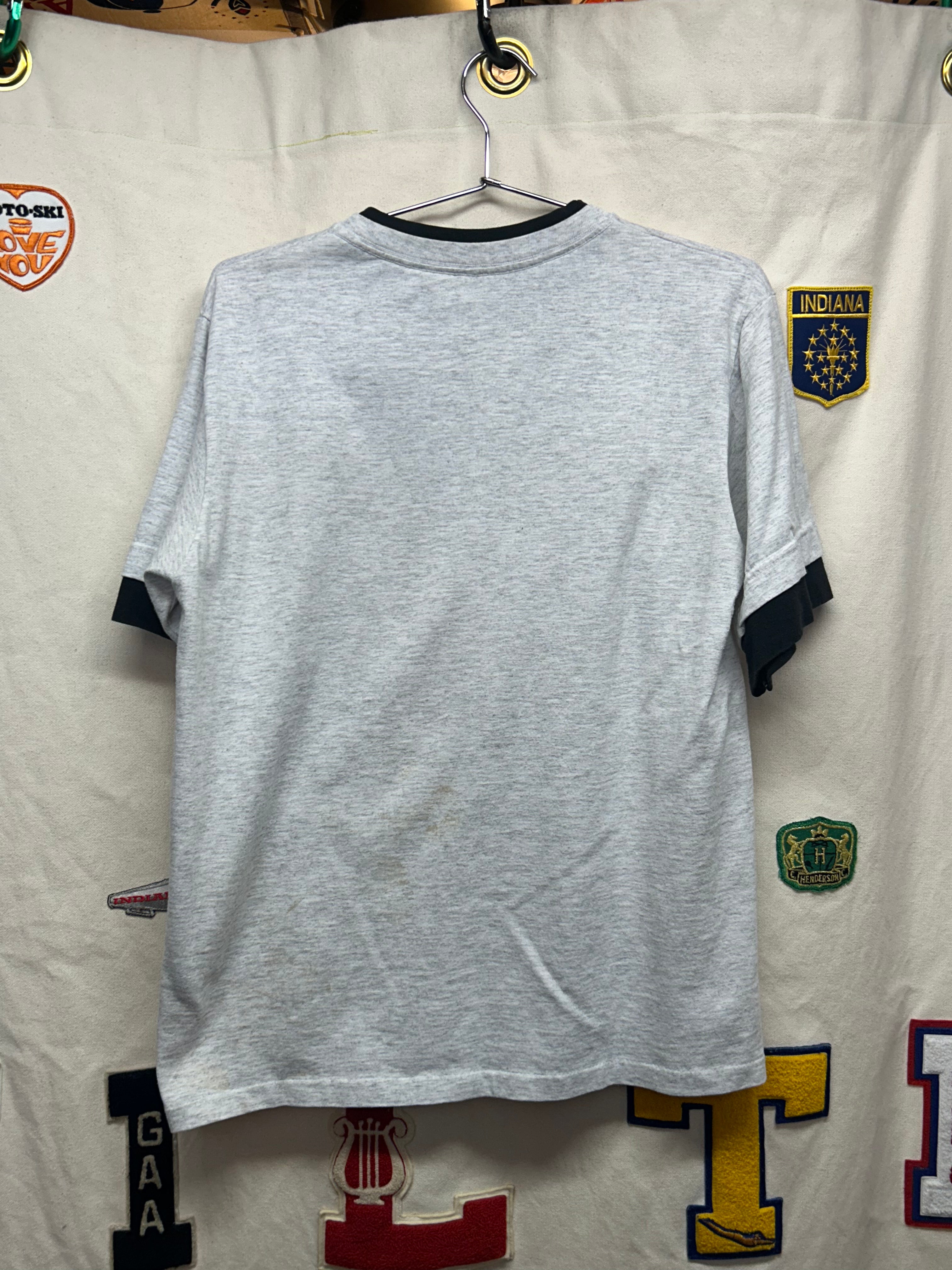 Vintage 90's New Orleans Voodoo Rubbers Gray Ringer T-Shirt: L