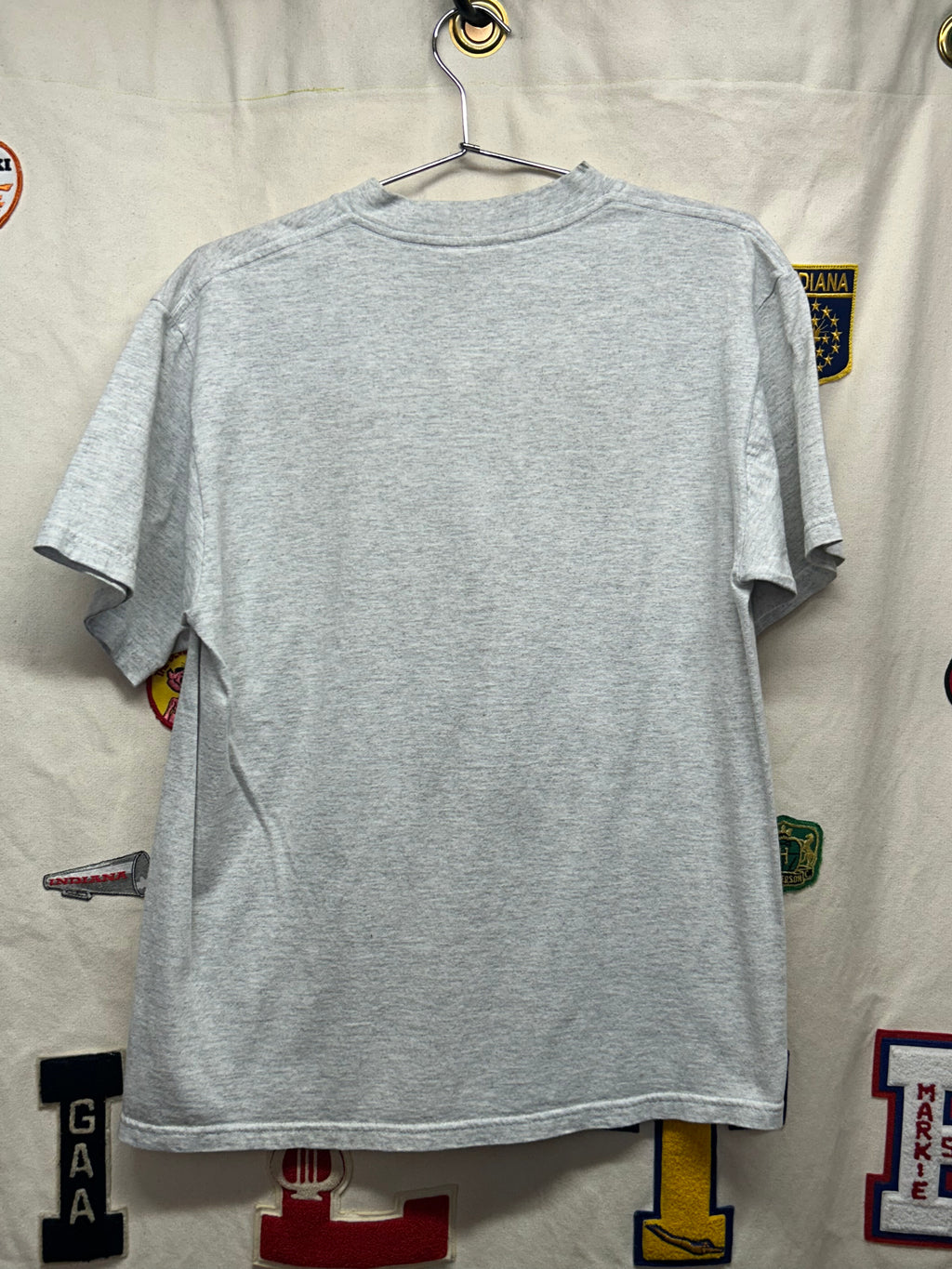 Vintage Denver Broncos NFL Y2K Logo 7 Helmet with Lightning Grey T-Shirt: L