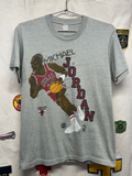 Vintage 80's Michael Jordan Chicago Bulls NBA Cartoon ScreenStars Grey T-Shirt: M