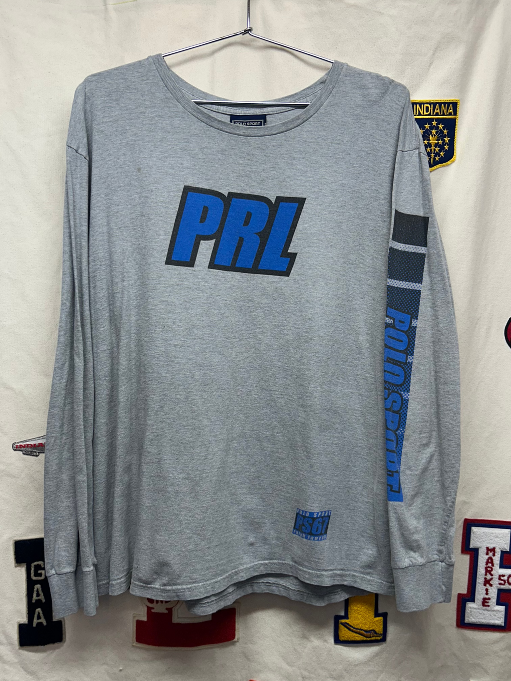 Vintage POLO Sport Ralph Lauren PS67 Long Sleeve Grey T-Shirt: L