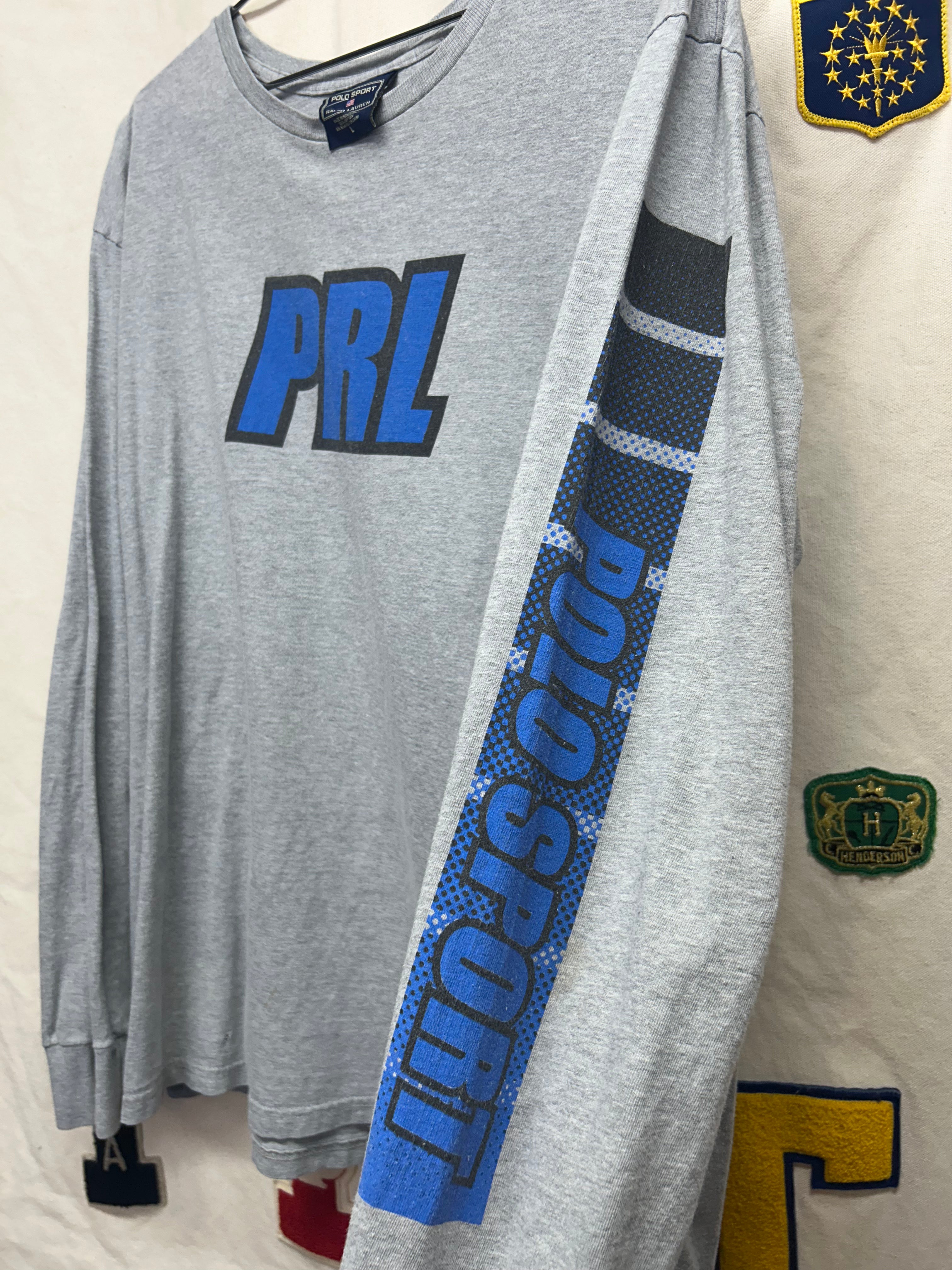 Vintage POLO Sport Ralph Lauren PS67 Long Sleeve Grey T-Shirt: L