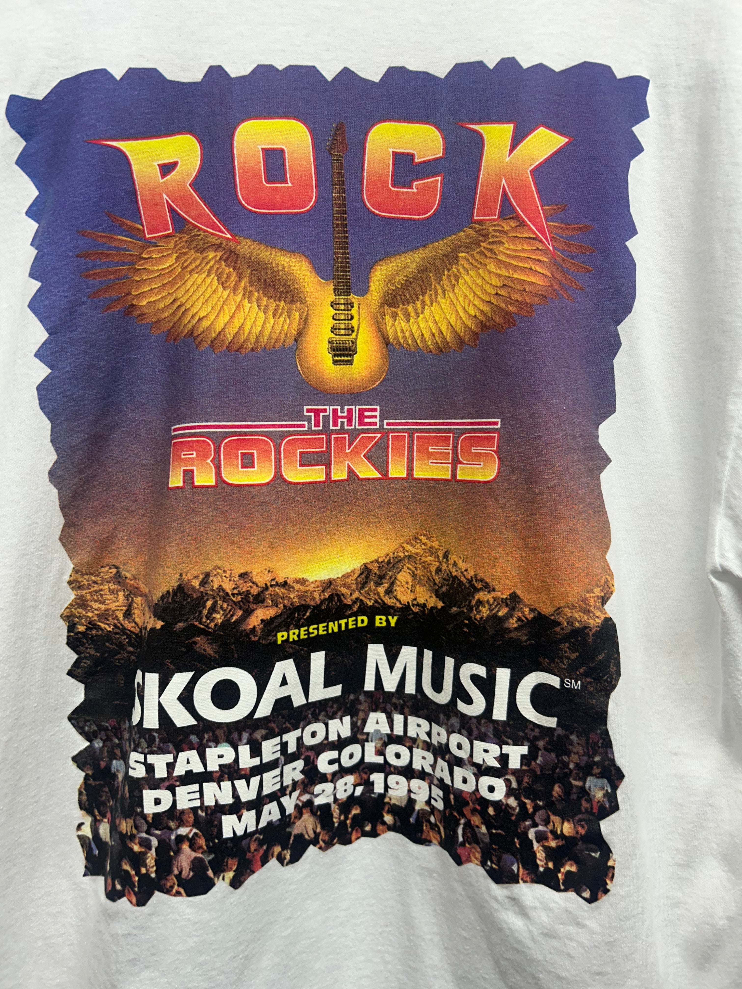 Vintage '95 Skoal Music "Rock the Rockies" Concert White T-Shirt: XL