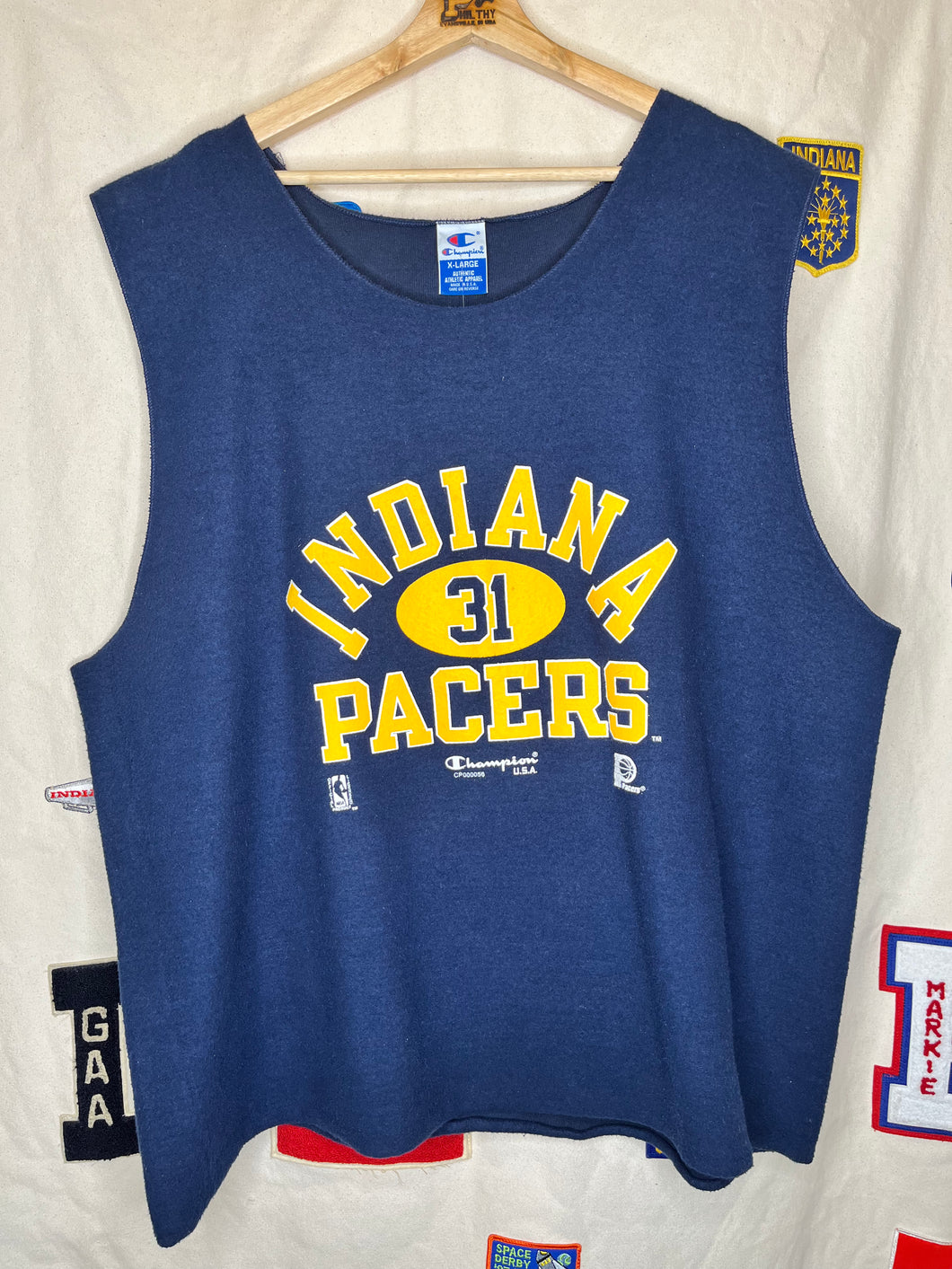 Vintage Champion Indiana Pacers Inside Out Sweatshirt Tank Top: XL