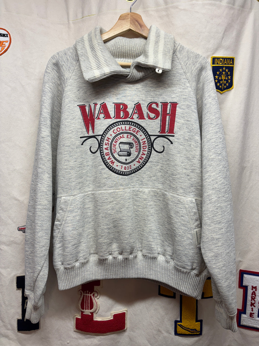 Vintage Wabash College Indiana Little Giants Gear for Sports Grey Cowl Neck Sweatshirt: Large