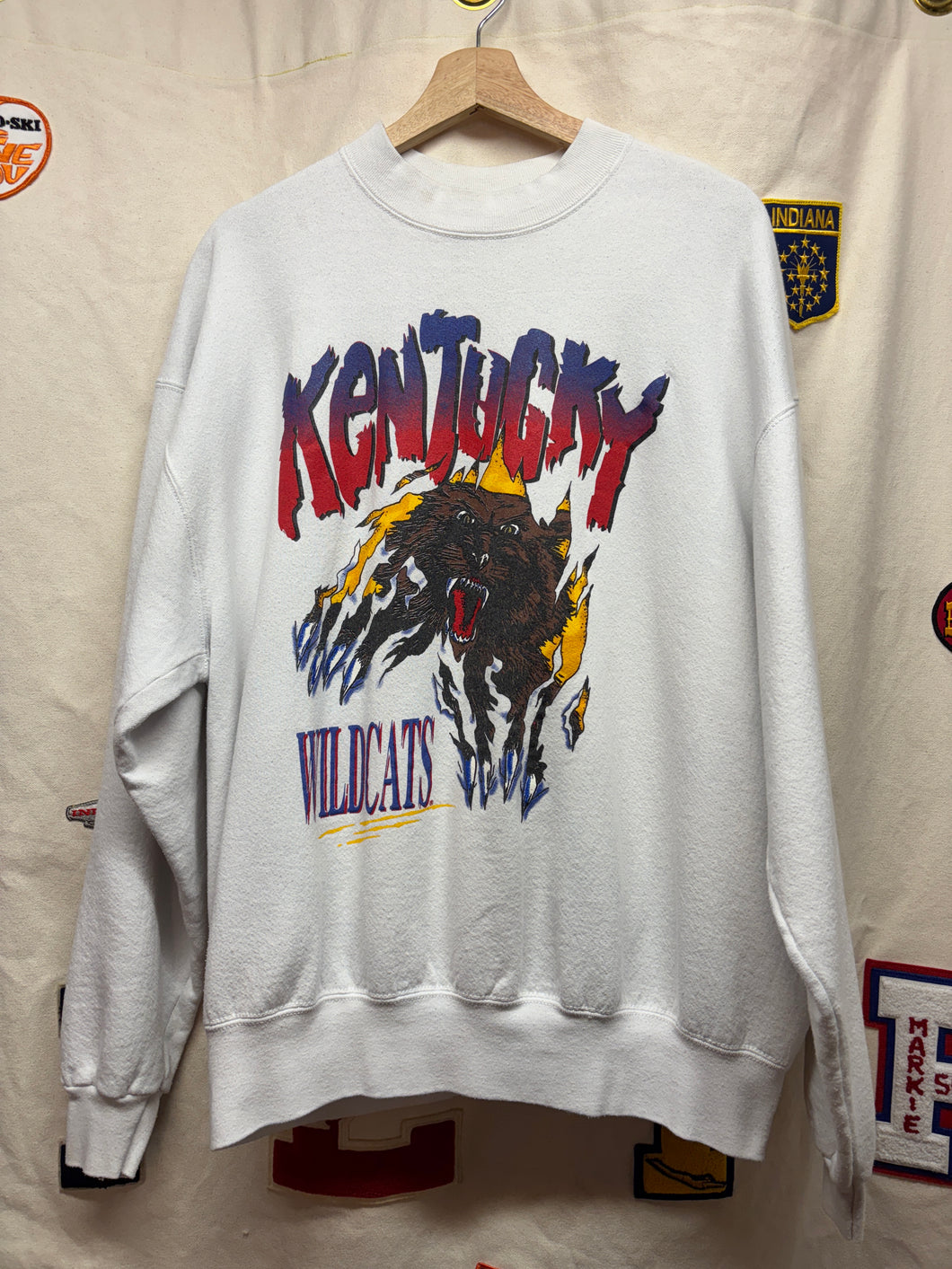 Vintage University of Kentucky Wildcats UK Breakthrough White Crewneck Sweatshirt: Large
