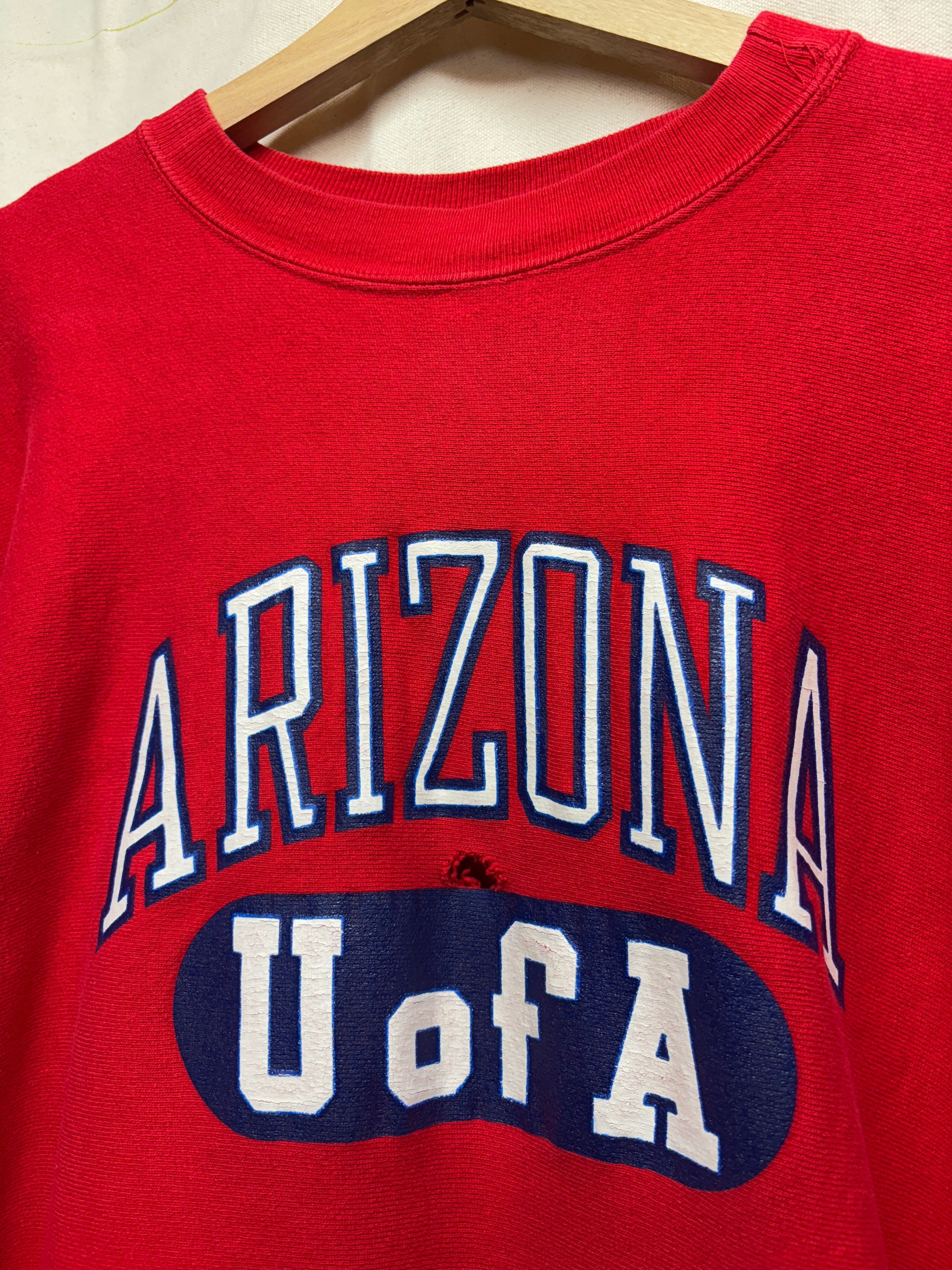 Vintage University of Arizona Wildcats U of A Red 80's Champion Reverse Weave: Large