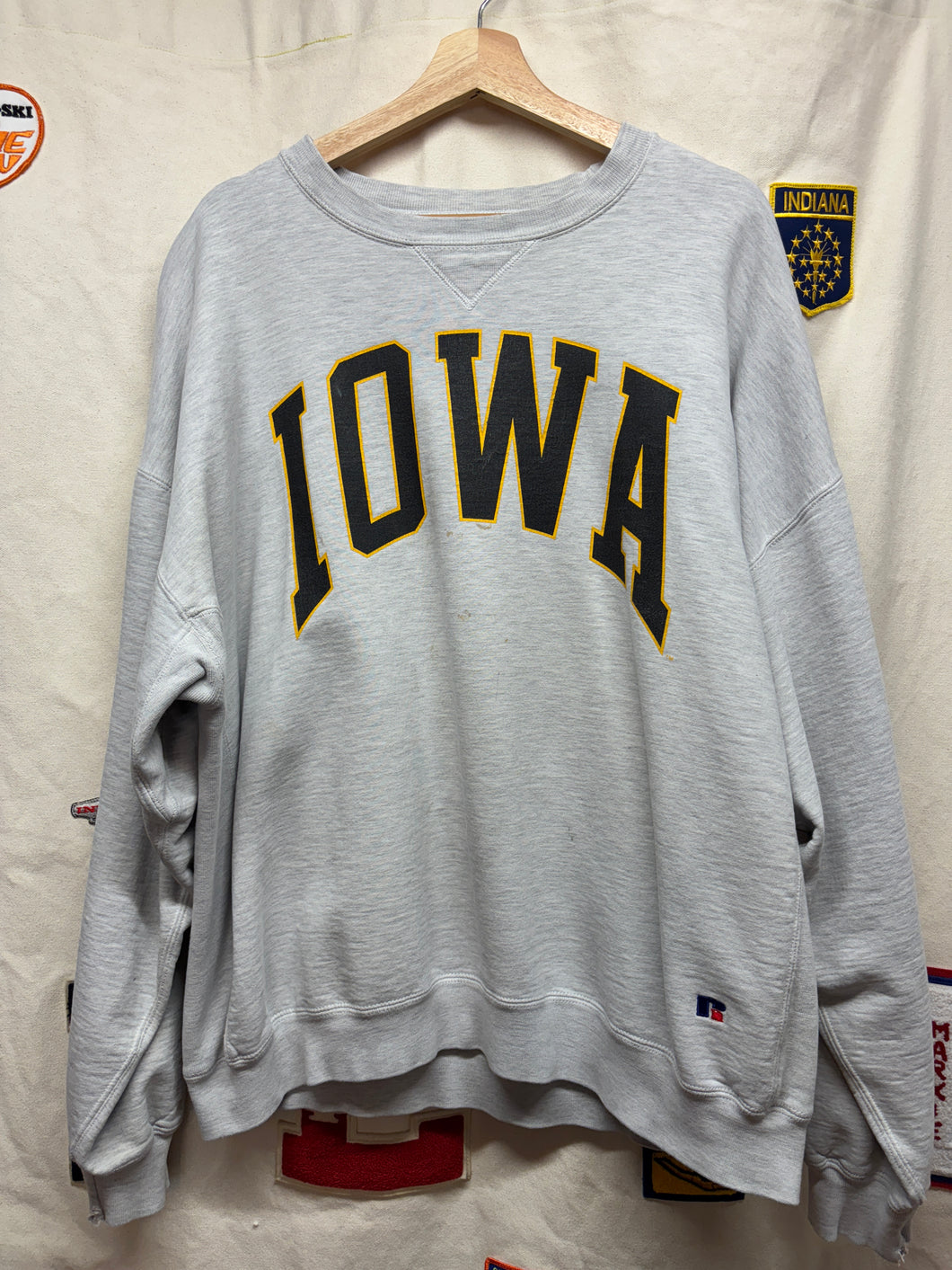 Vintage Iowa Hawkeyes Grey Russell Pro Cotton Crewneck Sweatshirt: XXL