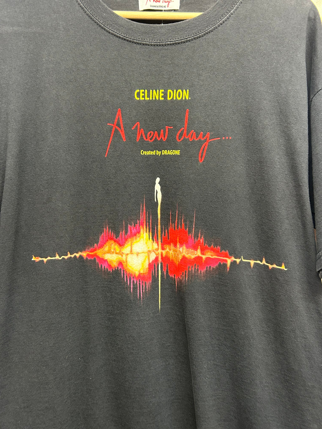 Vintage Celine Dion A New Day Created by Dragone Black T-Shirt: L/XL