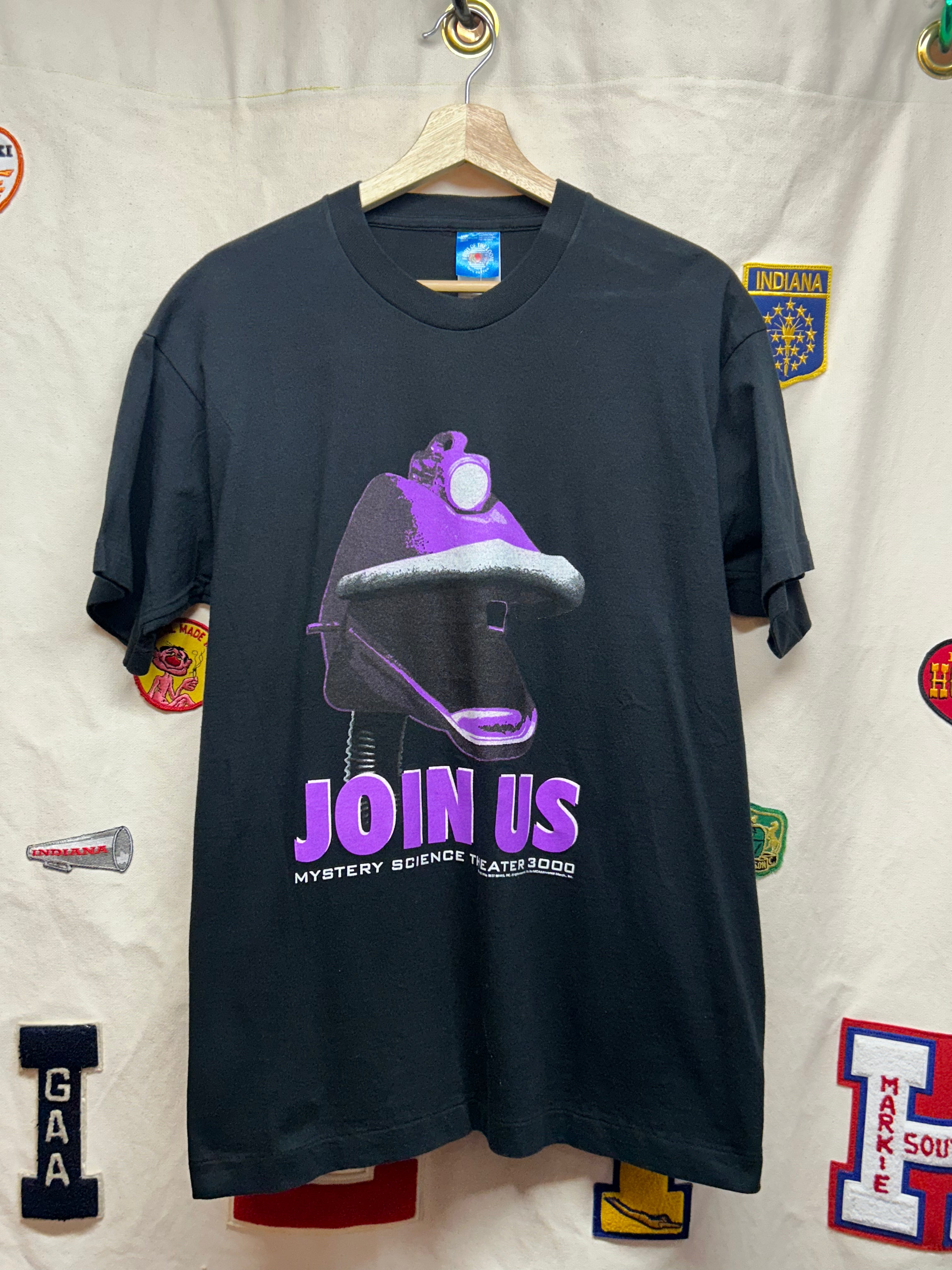 Vintage '96 Mystery Science Theater 3000 Crow T. Robot "JOIN US" Black T-Shirt: L