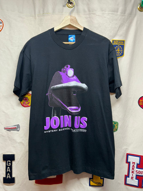 Vintage '96 Mystery Science Theater 3000 Crow T. Robot "JOIN US" Black T-Shirt: L