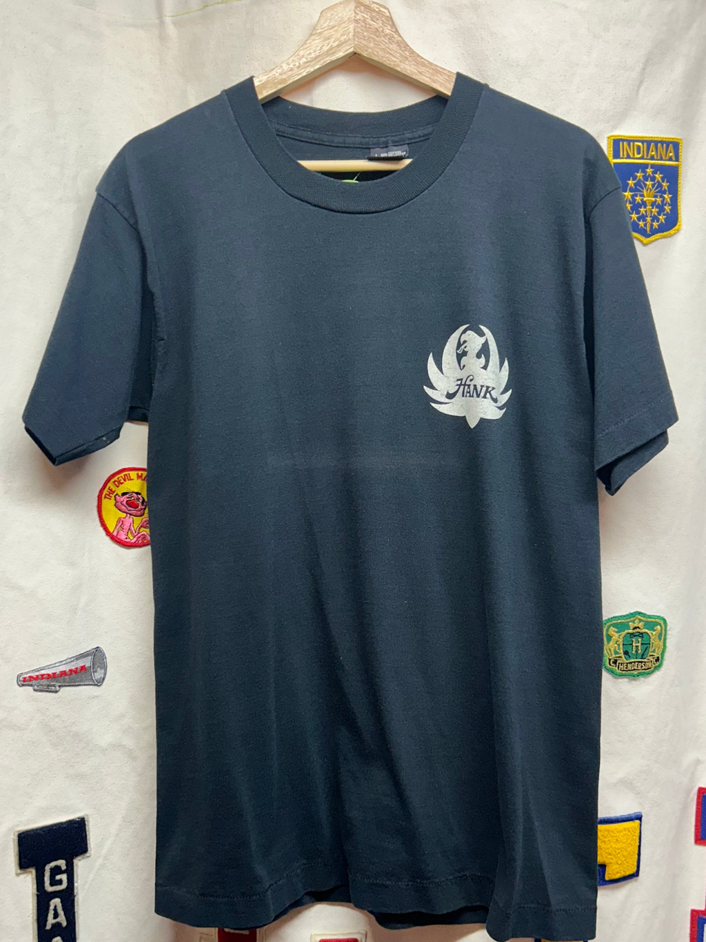 Vintage Hank Williams Jr. Ruger Logo & Flags Black Screen Stars T-Shirt: L