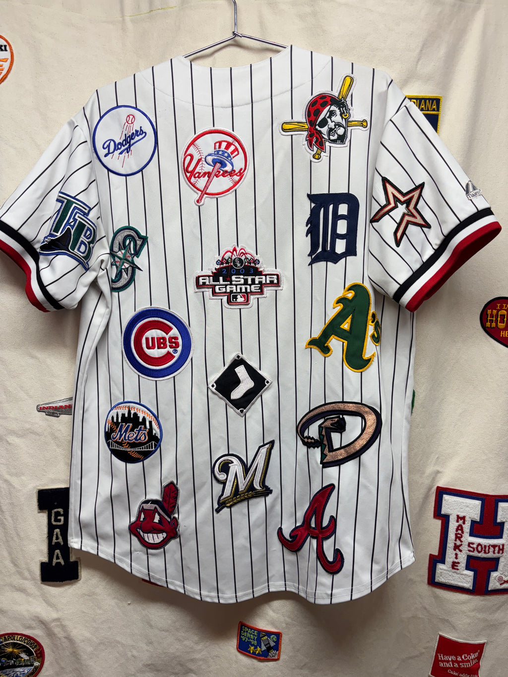 Vintage 2003 MLB All Star Game Chicago Pinstripe Patch Baseball Jersey: Large