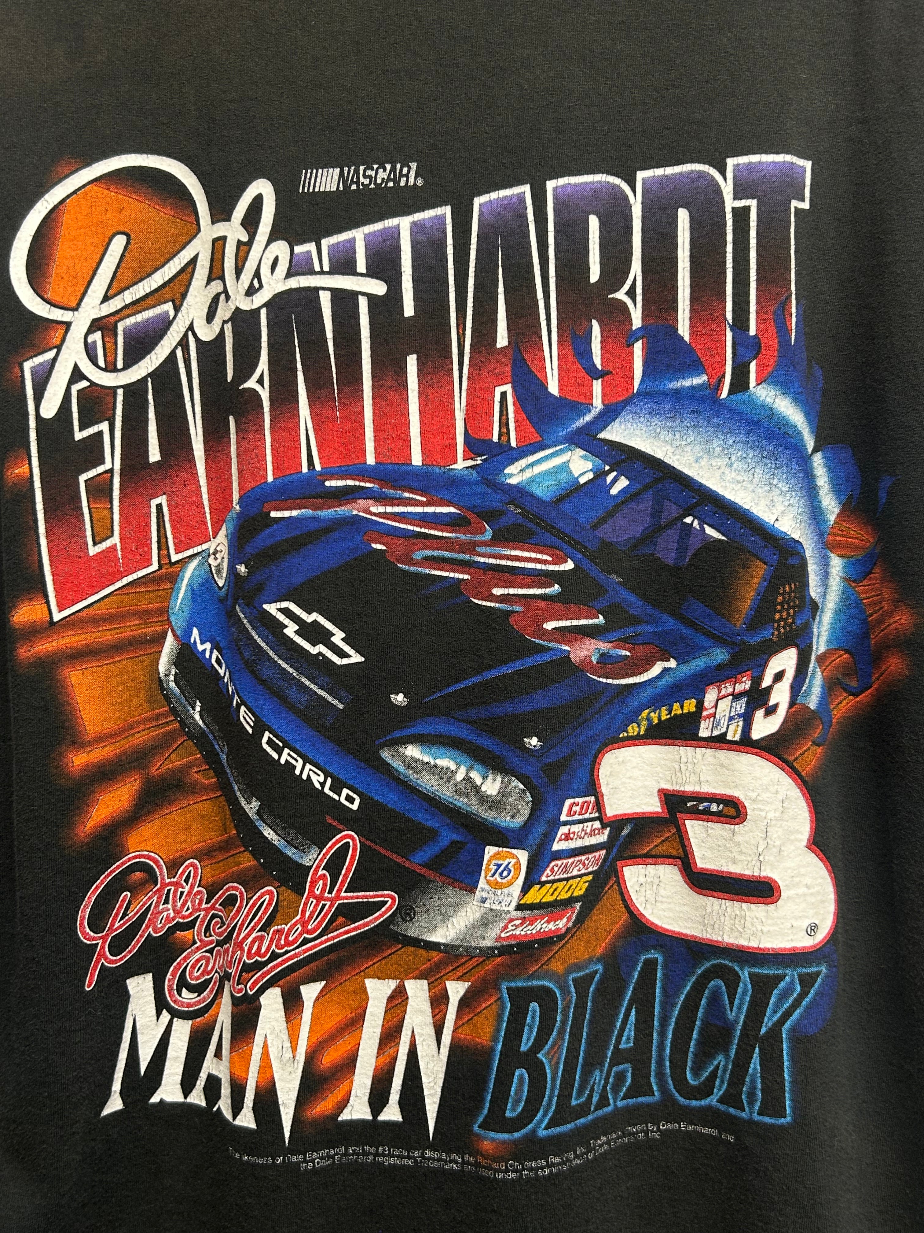 Vintage Dale Earnhardt "Man In Black" Nascar #3 Black T-Shirt: L