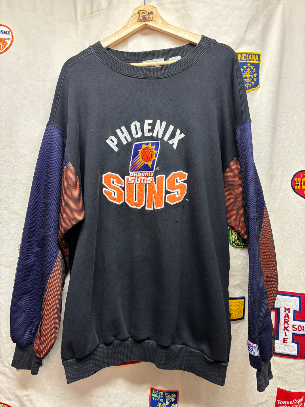 Vtg Phoenix Suns Mesh Sleeved Crewneck Sweatshirt: XL