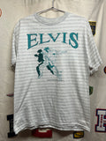 Vintage Elvis Presley Stripped 1988 Grey T-Shirt: L