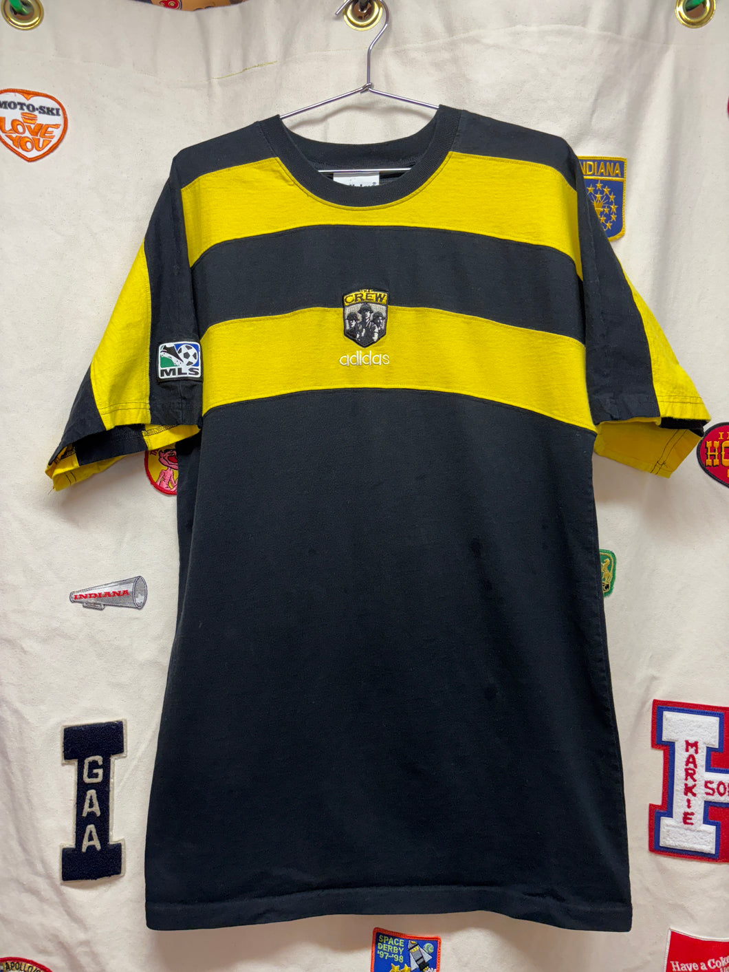 Vtg Columbus Crew MLS Soccer Jersey Adidas Stripe T-Shirt: Medium
