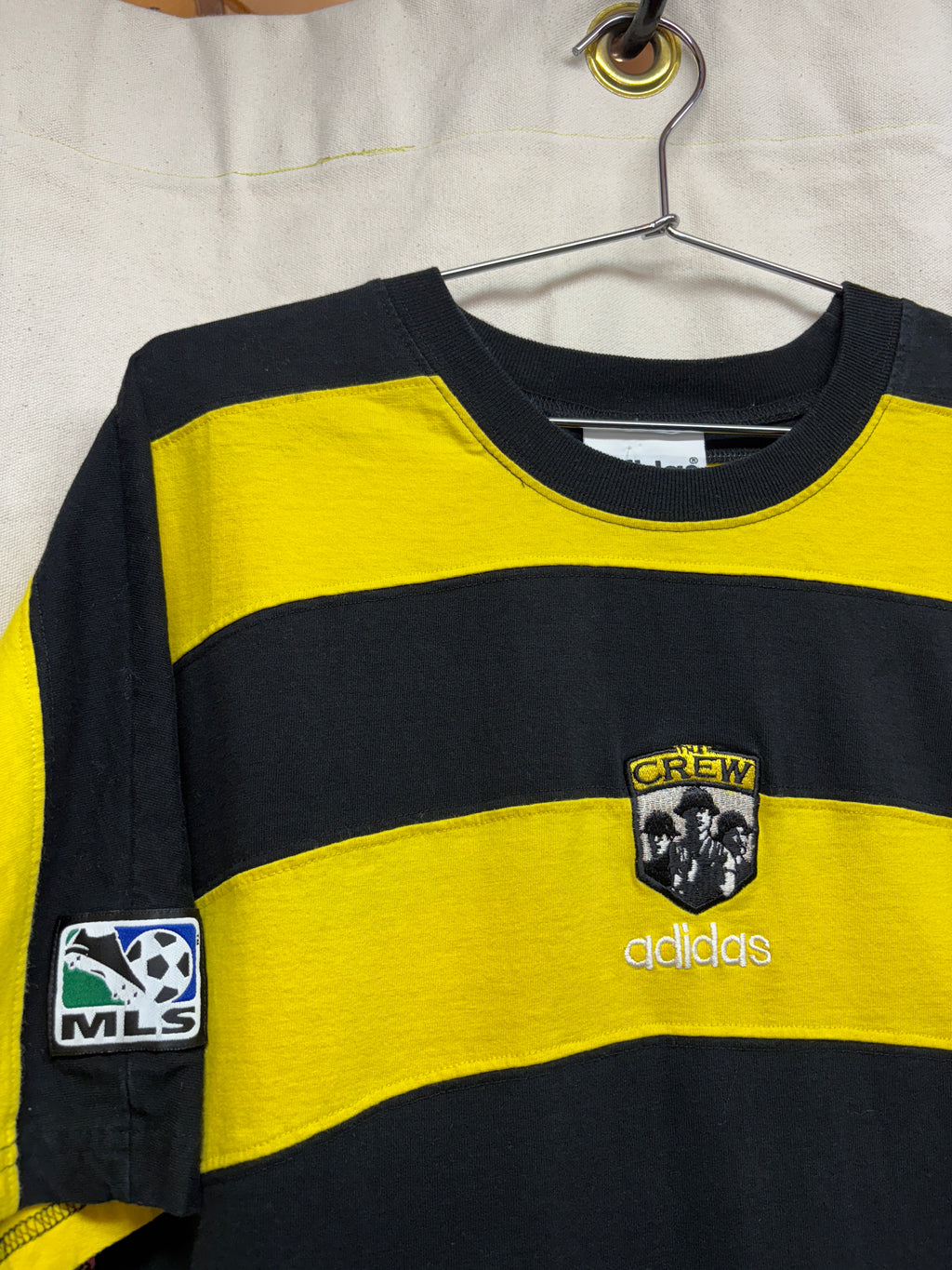 Vtg Columbus Crew MLS Soccer Jersey Adidas Stripe T-Shirt: Medium