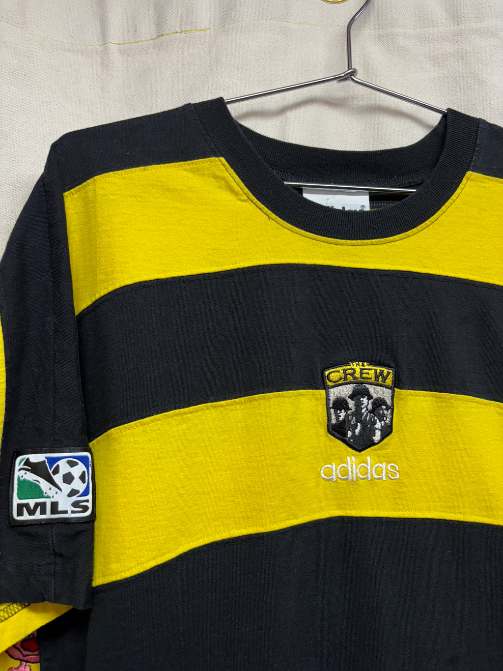 Vtg Columbus Crew MLS Soccer Jersey Adidas Stripe T-Shirt: Medium