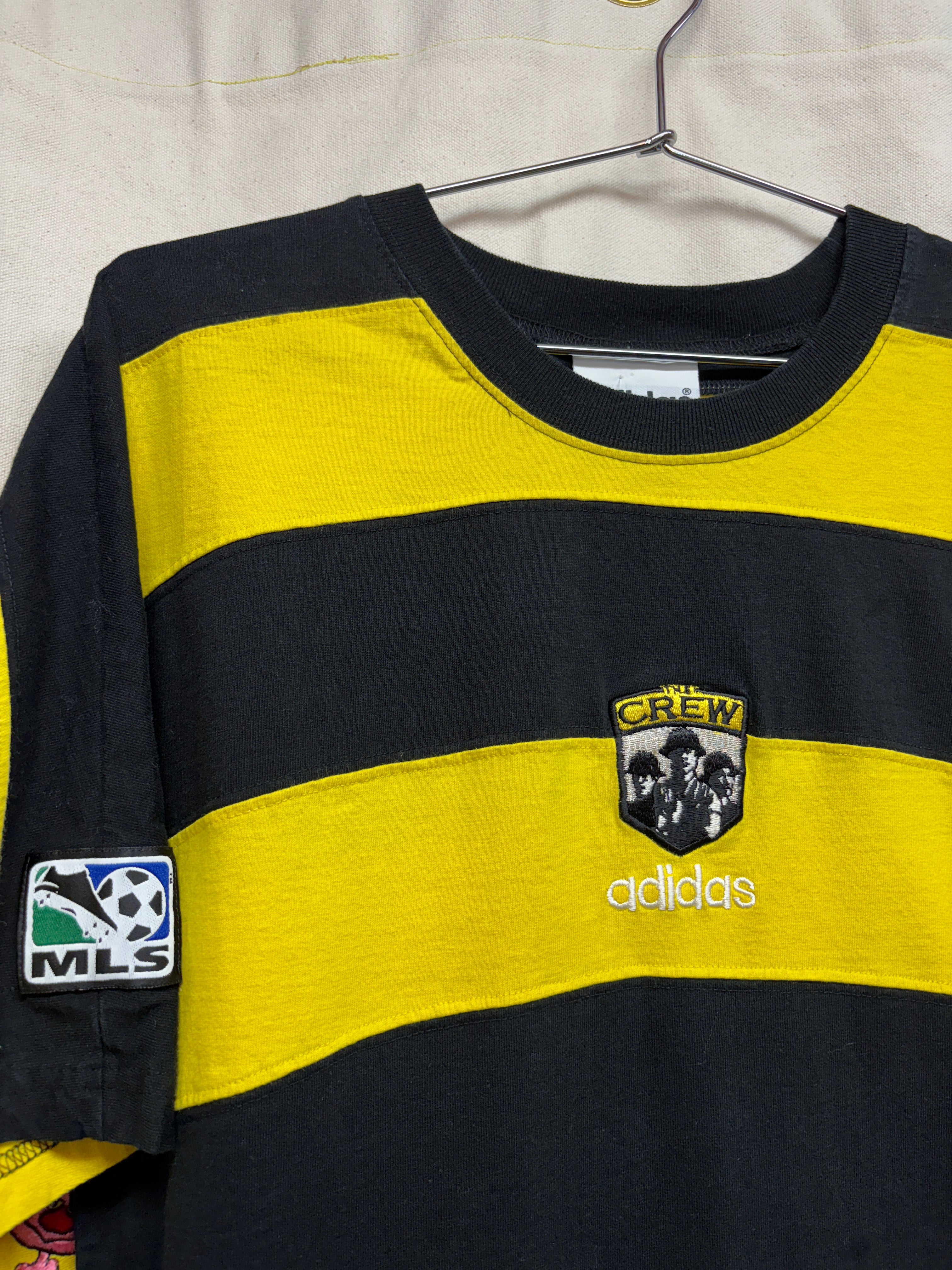Vtg Columbus Crew MLS Soccer Jersey Adidas Stripe T-Shirt: Medium
