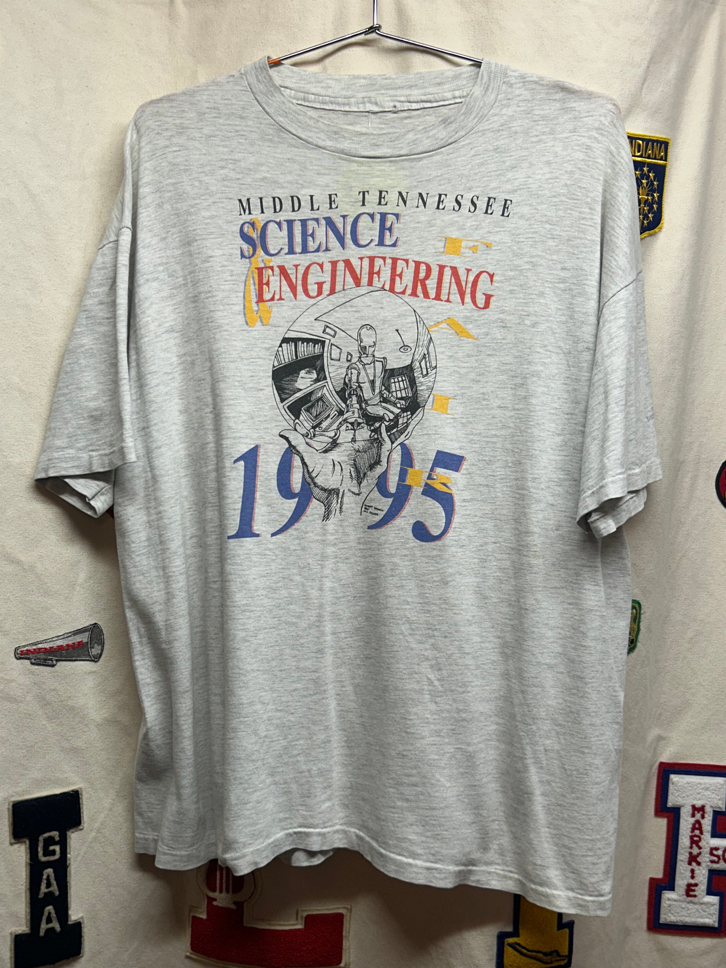 Vintage Middle Tennessee Science Engineering 1995 Vanderbilt Grey T-Shirt: XL