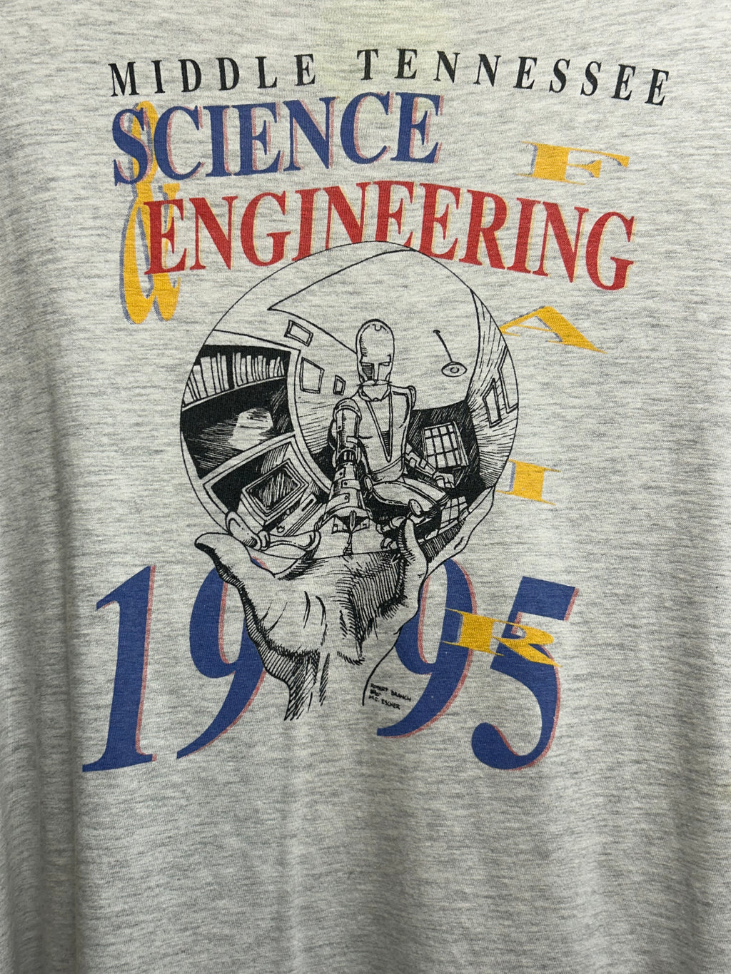 Vintage Middle Tennessee Science Engineering 1995 Vanderbilt Grey T-Shirt: XL