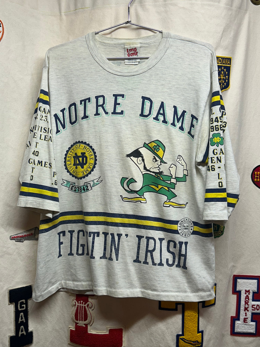 Vintage Notre Dame Long Gone Football History T-Shirt: XL