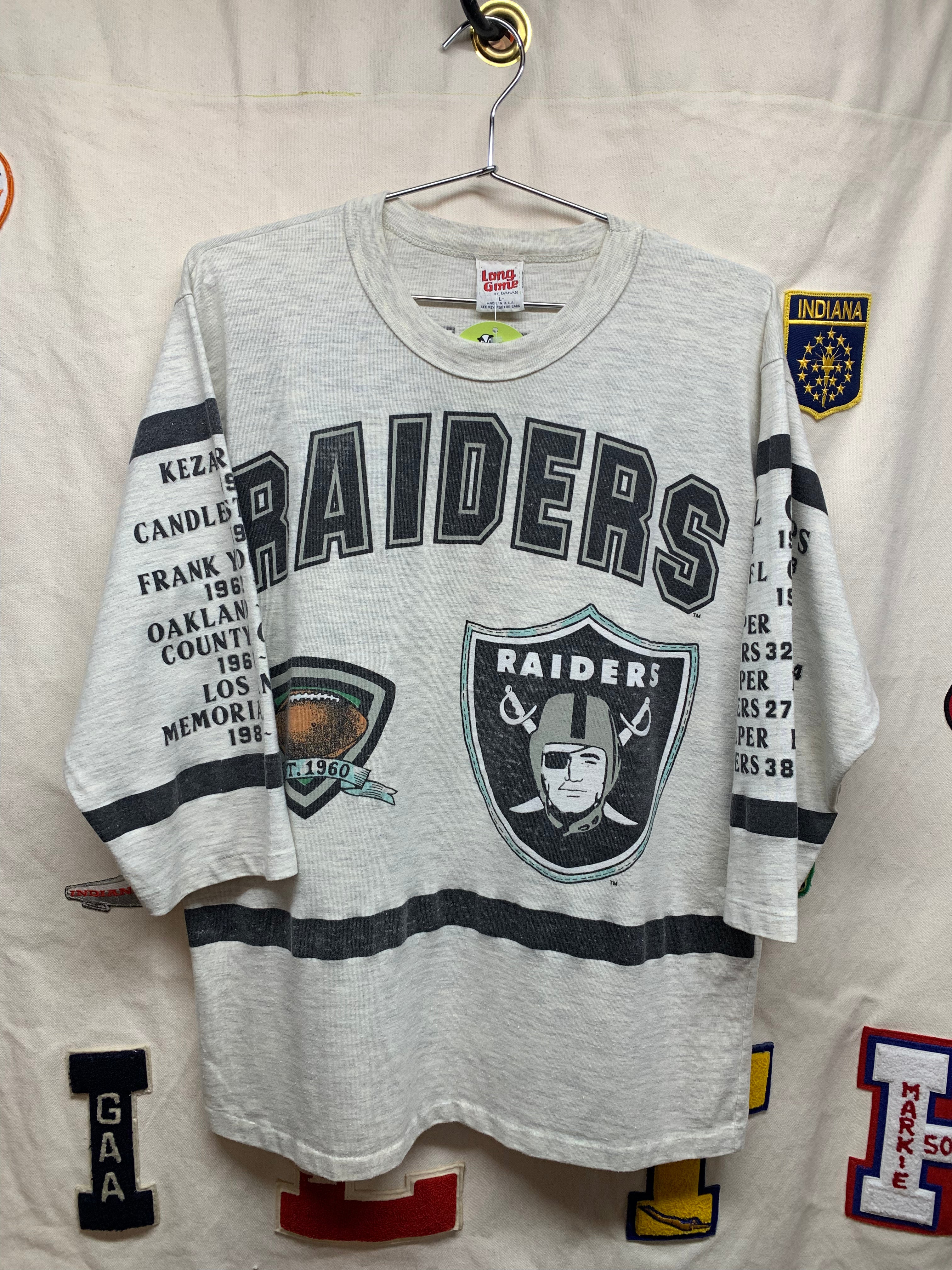 Vintage Long Gone Oakland Raiders Las Vegas NFL Football 3/4 Sleeve Shirt: Large/Medium
