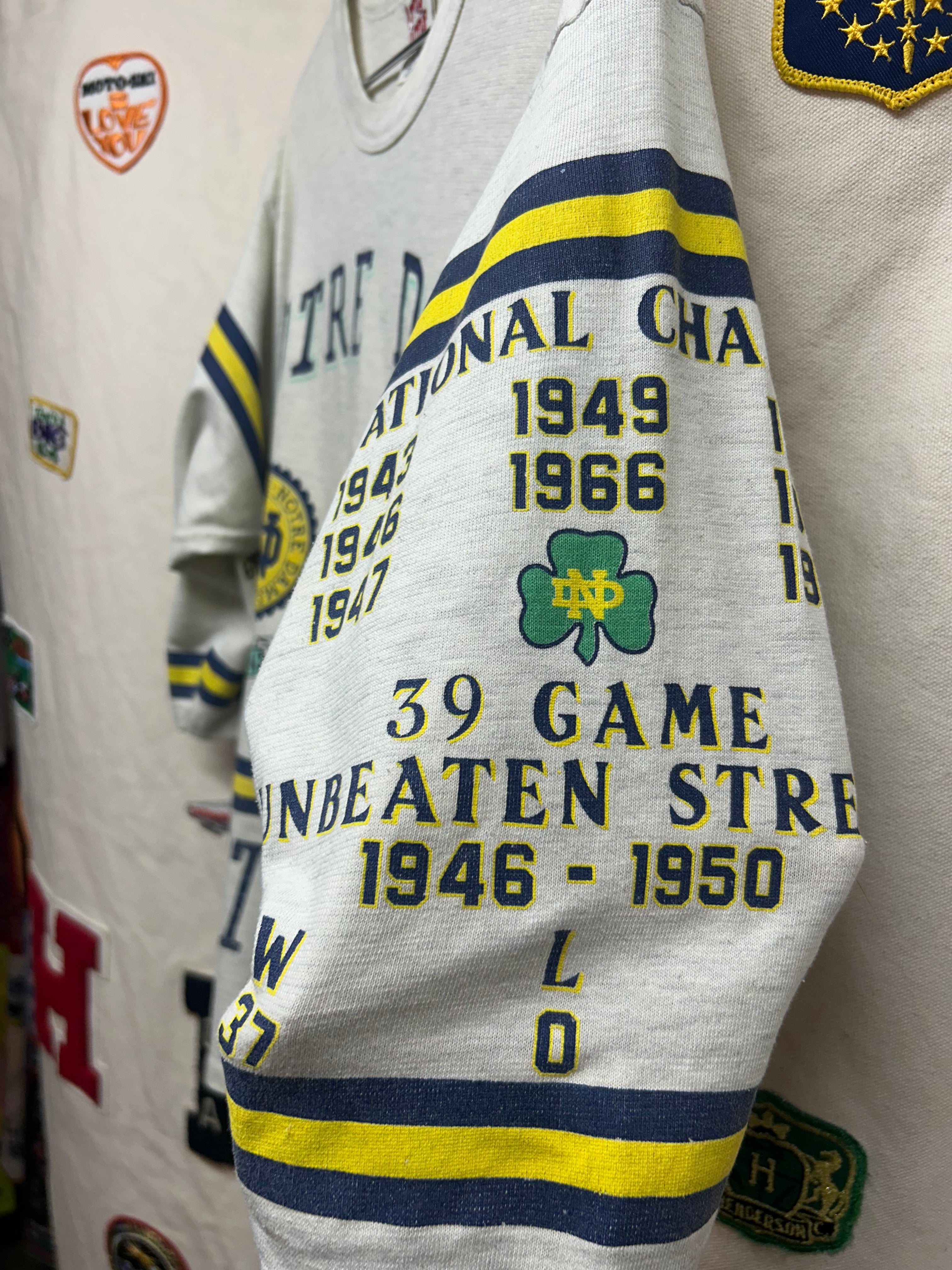 Vintage Notre Dame Long Gone Football History T-Shirt: XL