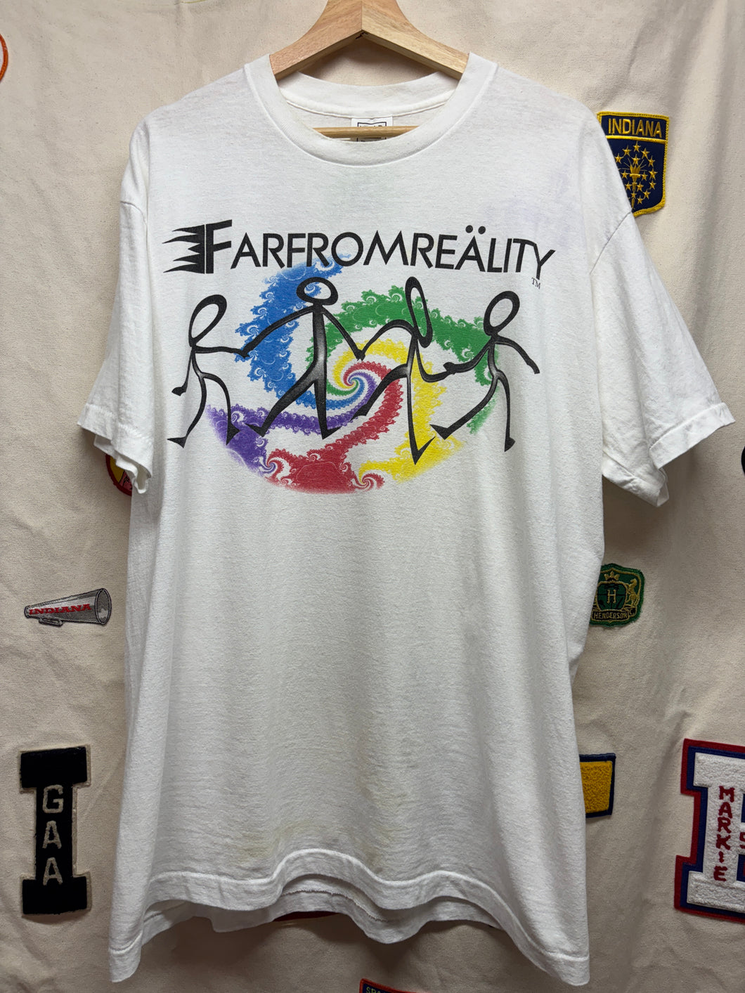 Vtg Farfromreality Fractal Trippy Stick Figure Wild Oats T-Shirt: Large