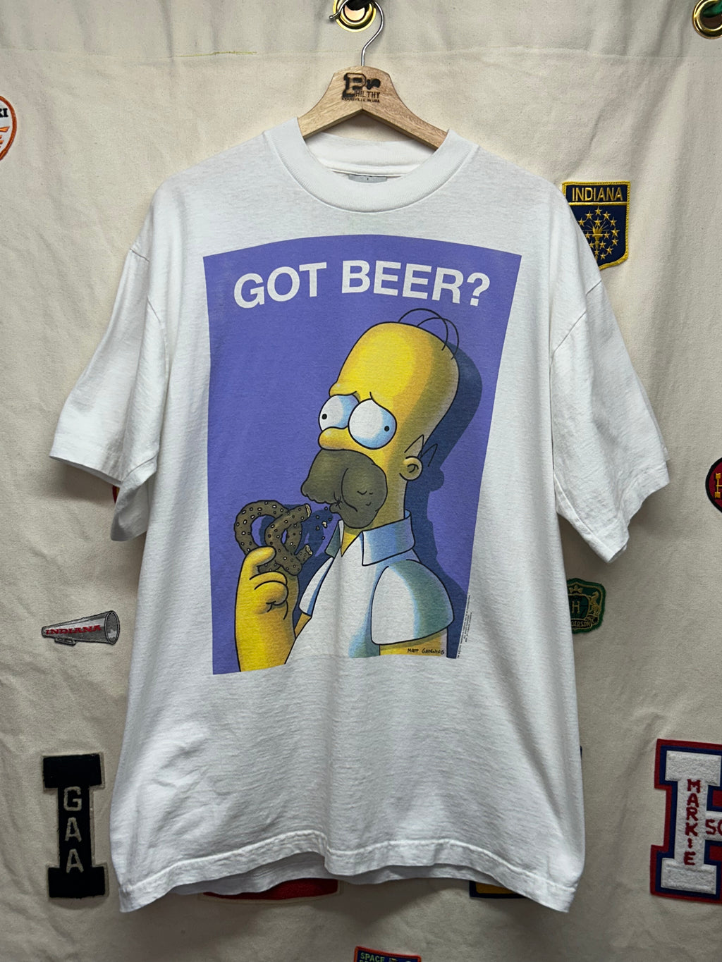 Vintage 1995 The Simpsons "Got Beer?" Homer J. Simpson White T-Shirt: L