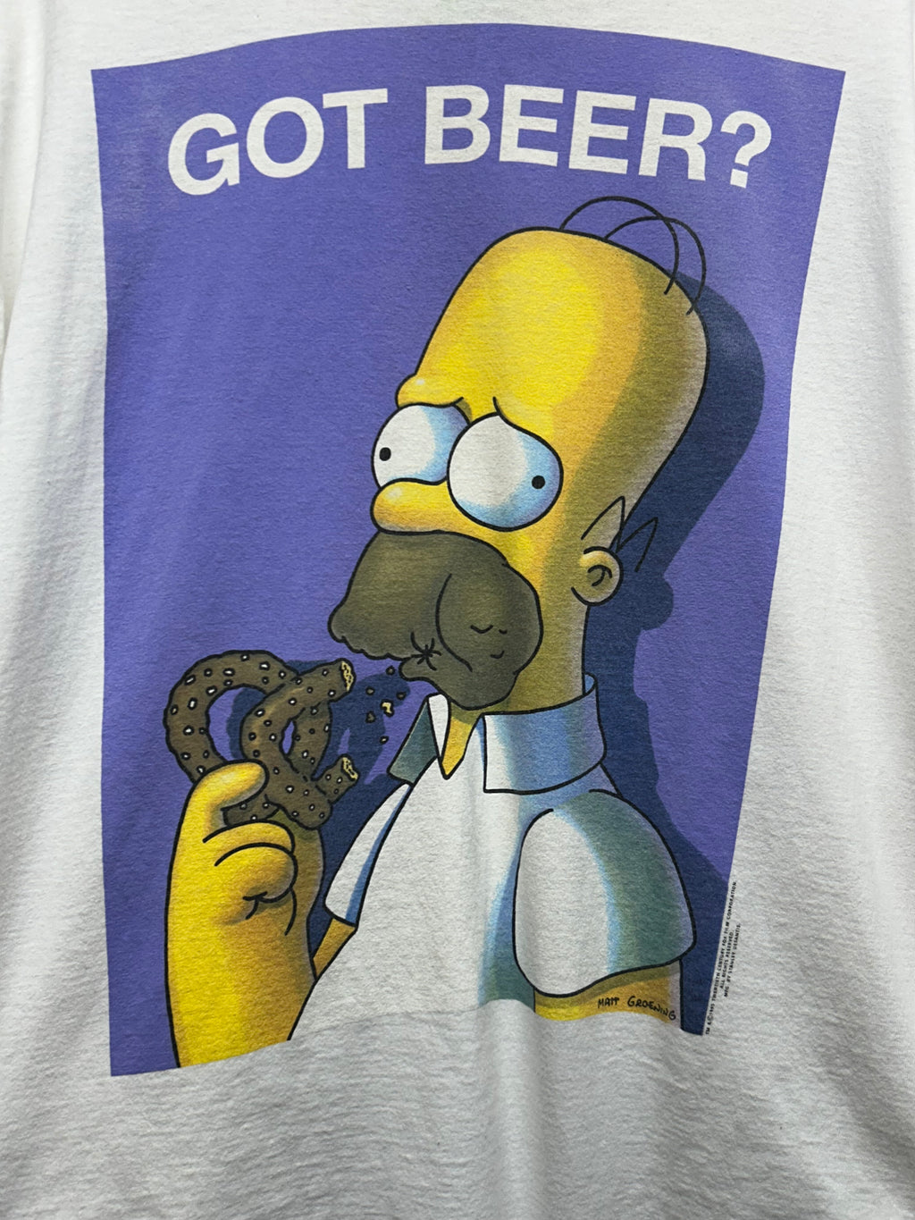 Vintage 1995 The Simpsons "Got Beer?" Homer J. Simpson White T-Shirt: L
