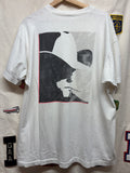 Vintage Marlboro Man Cowboy Smoking Cigarette Advertising White Pocket T-Shirt: XL