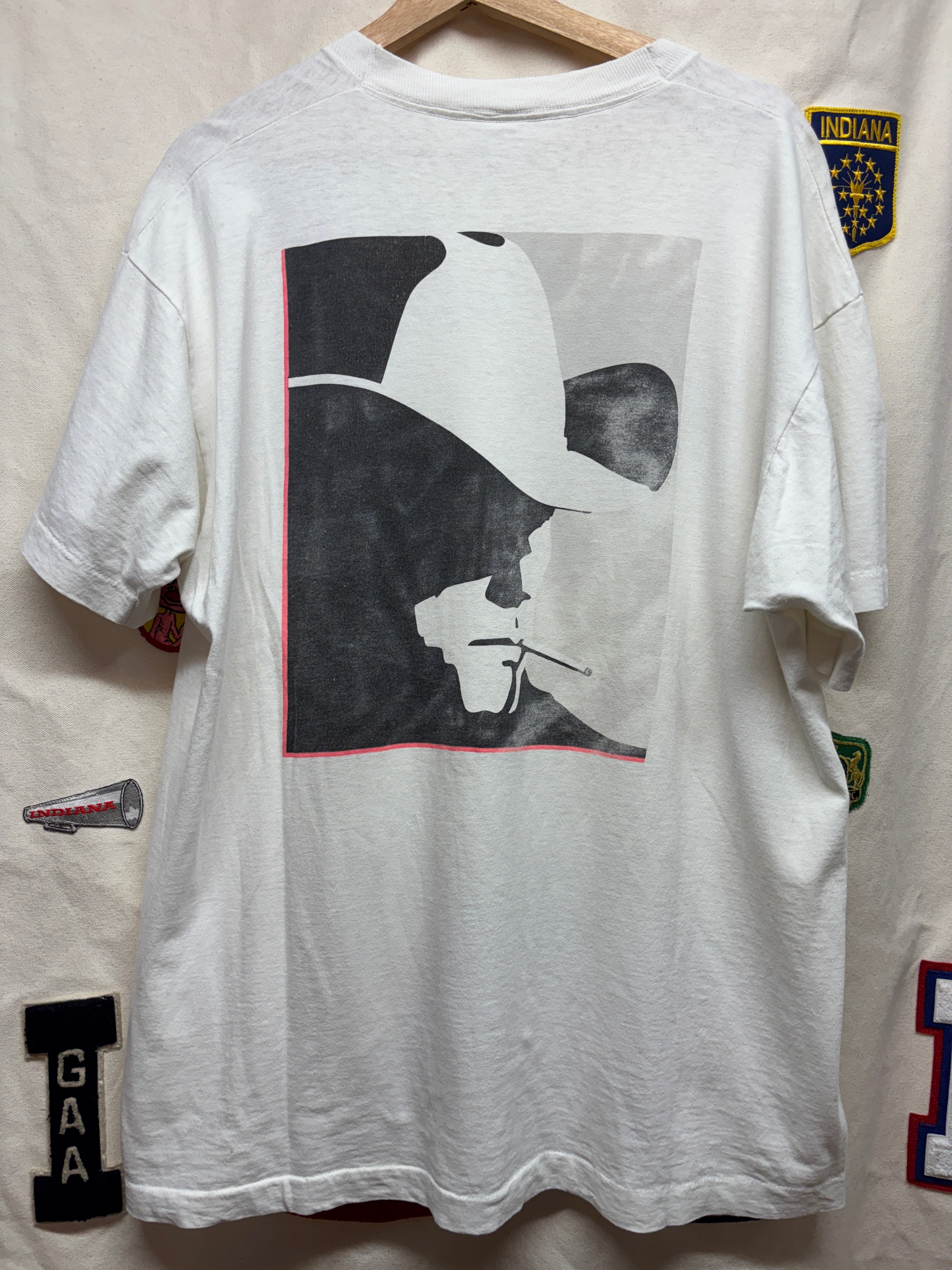 Vintage Marlboro Man Cowboy Smoking Cigarette Advertising White Pocket T-Shirt: XL