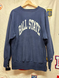 Vintage Ball State University Indiana BSU Cardinals 90's Champion reverse Weave Navy Sweatshirt: XL