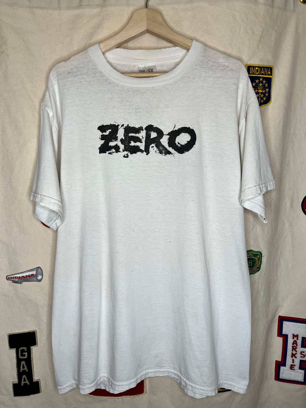 Vintage Zero Skateboard Brand White Tultex Skate T-Shirt: Large