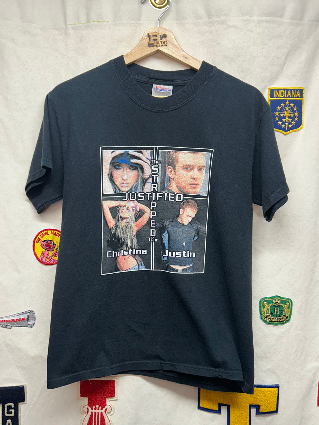 Vintage Justin Timberlake & Christina Aguilera "Justified & Stripped Tour" Black T-Shirt: Small