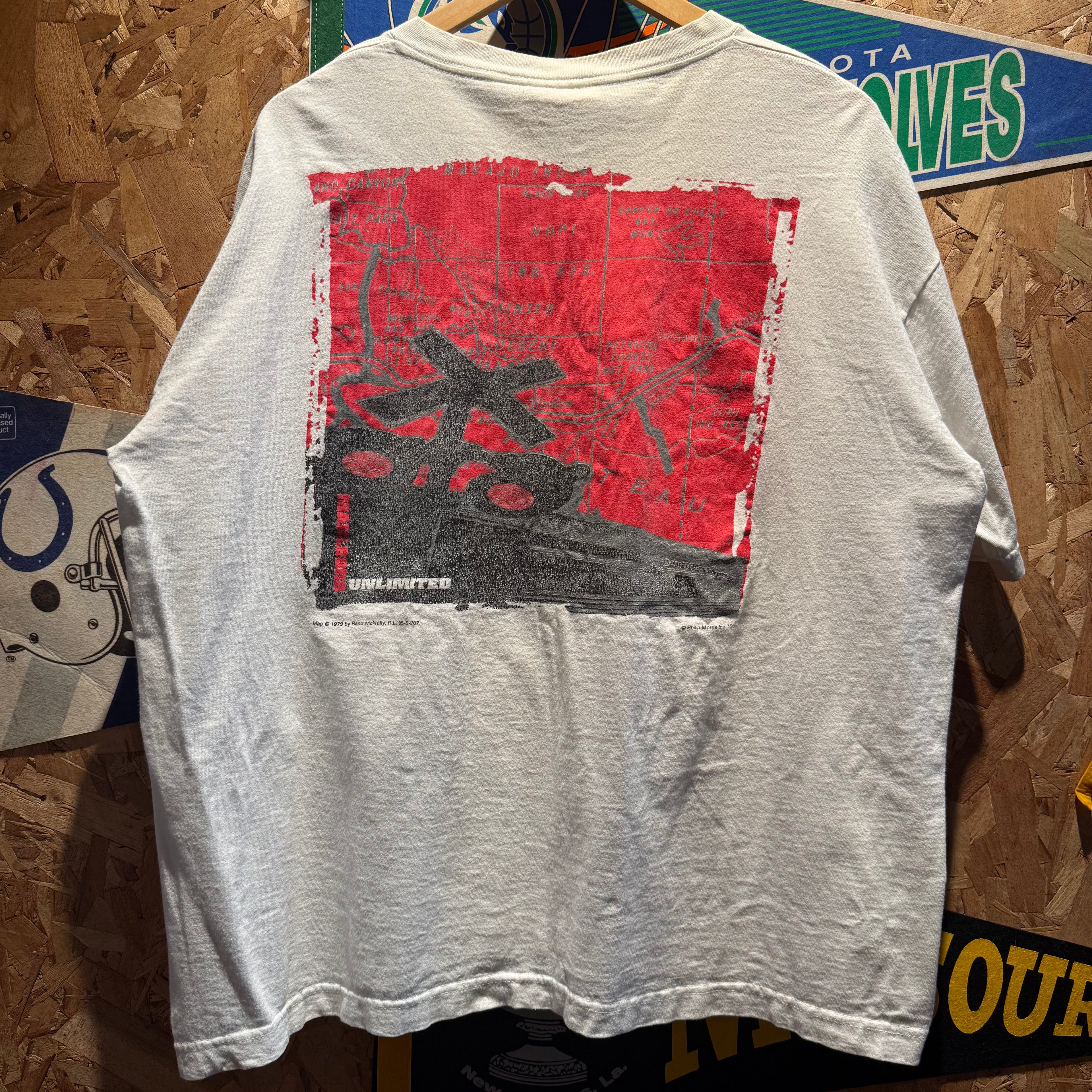 Vintage 1995 Marlboro Unlimited Map Graphic T-Shirt: XL