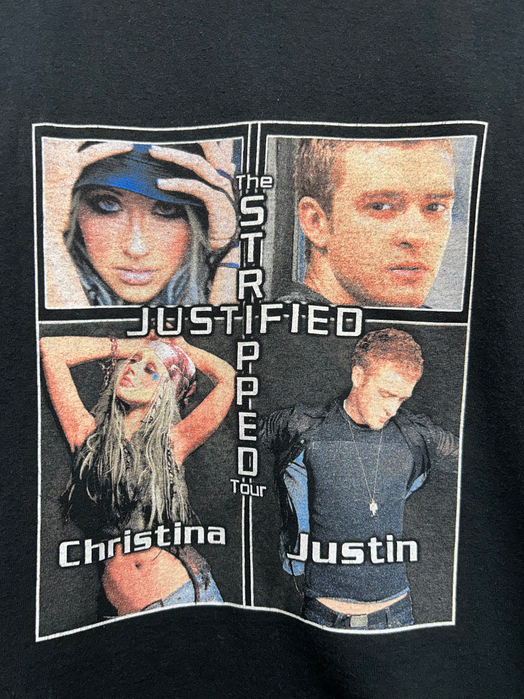 Vintage Justin Timberlake & Christina Aguilera "Justified & Stripped Tour" Black T-Shirt: Small