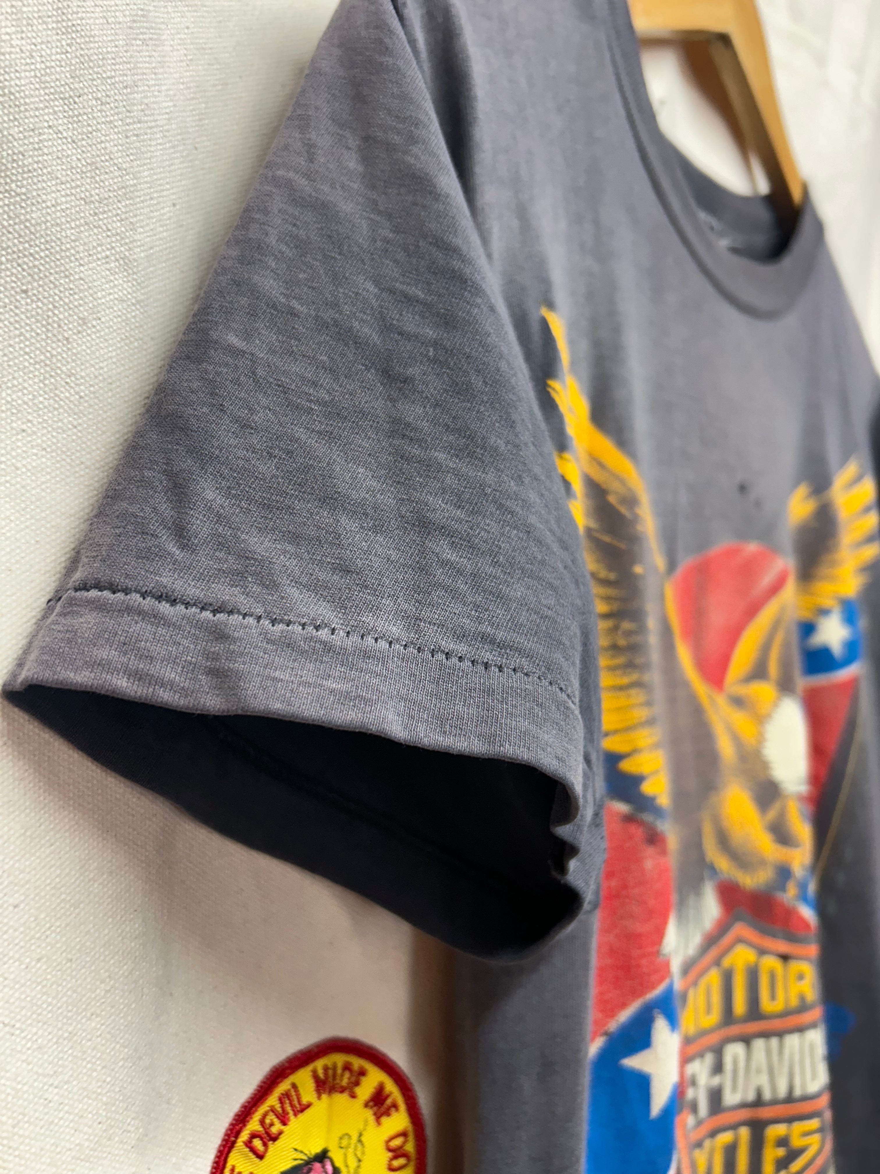 Vintage 1990 Harley Davidson Motor Cycles Rebel With a Cause Faded Black T-Shirt: Small