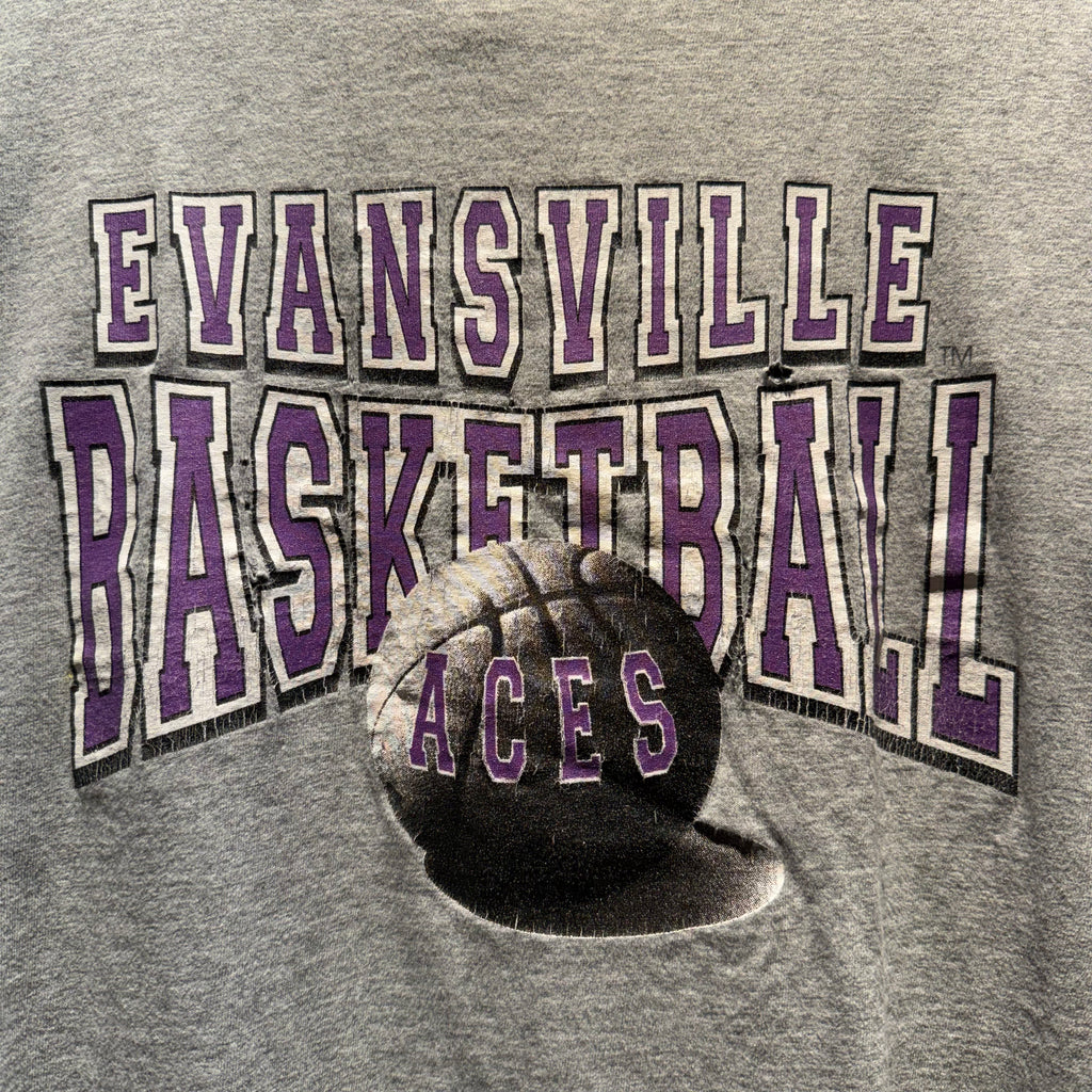 Vintage University of Evansville Purple Aces Basketball T-Shirt: L