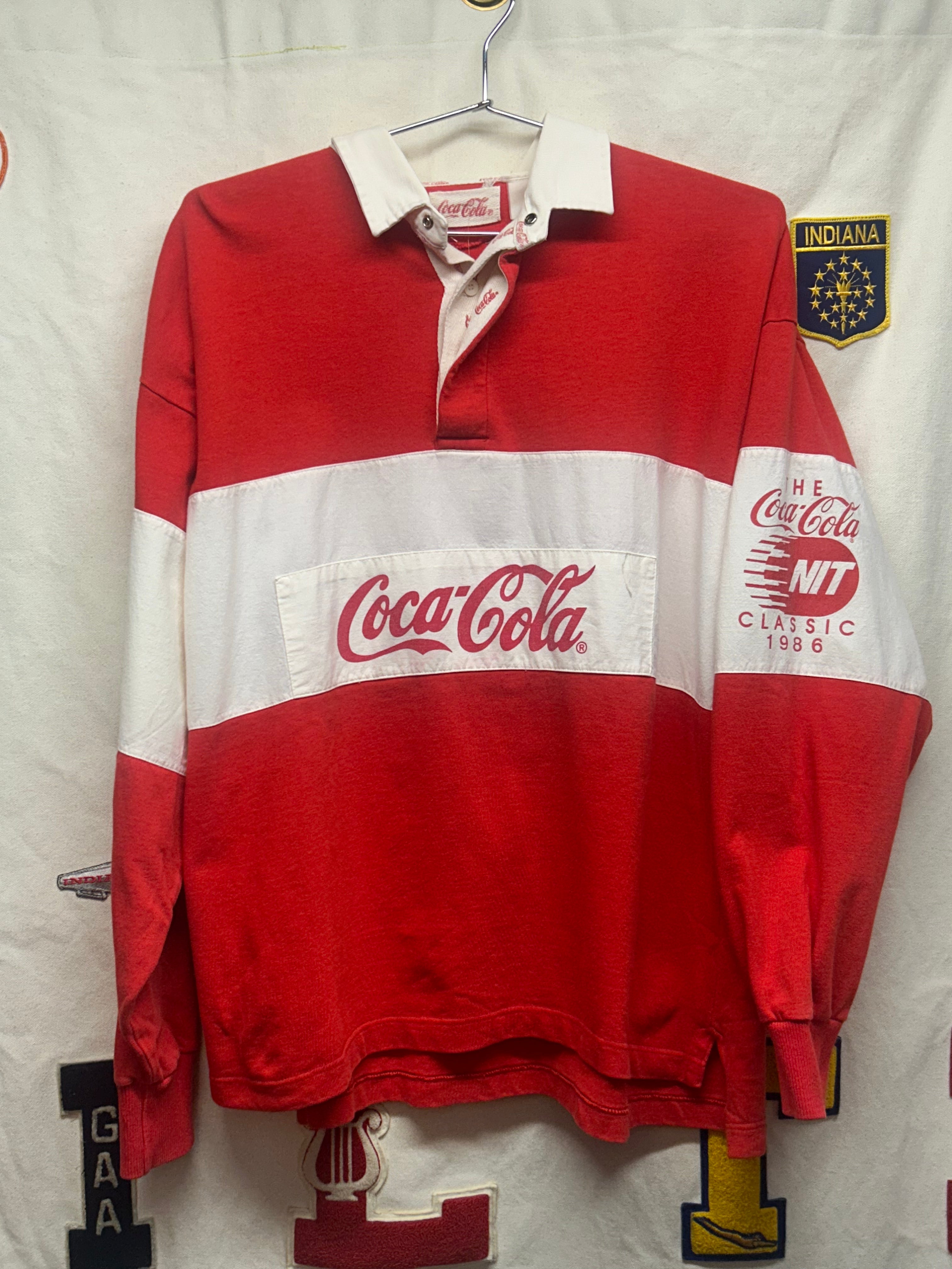 Vintage Coca Cola '80s Rugby Polo Shirt Red/White Shirt: M/L