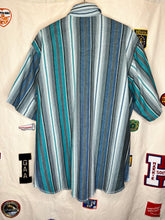 Load image into Gallery viewer, Vintage Wrangler Pearl Snap Teal Stripe Button Up Shirt: XL
