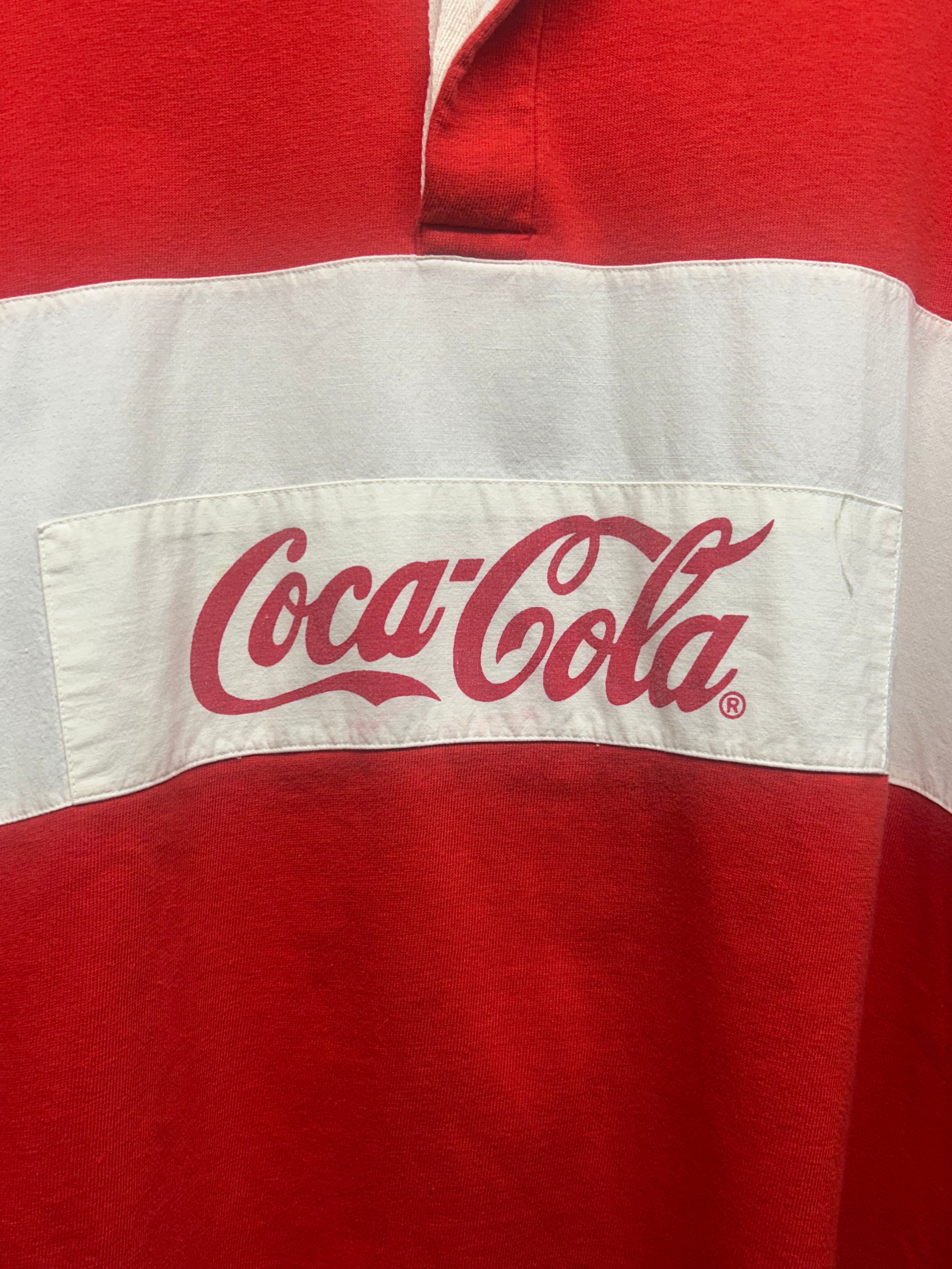 Vintage Coca Cola '80s Rugby Polo Shirt Red/White Shirt: M/L